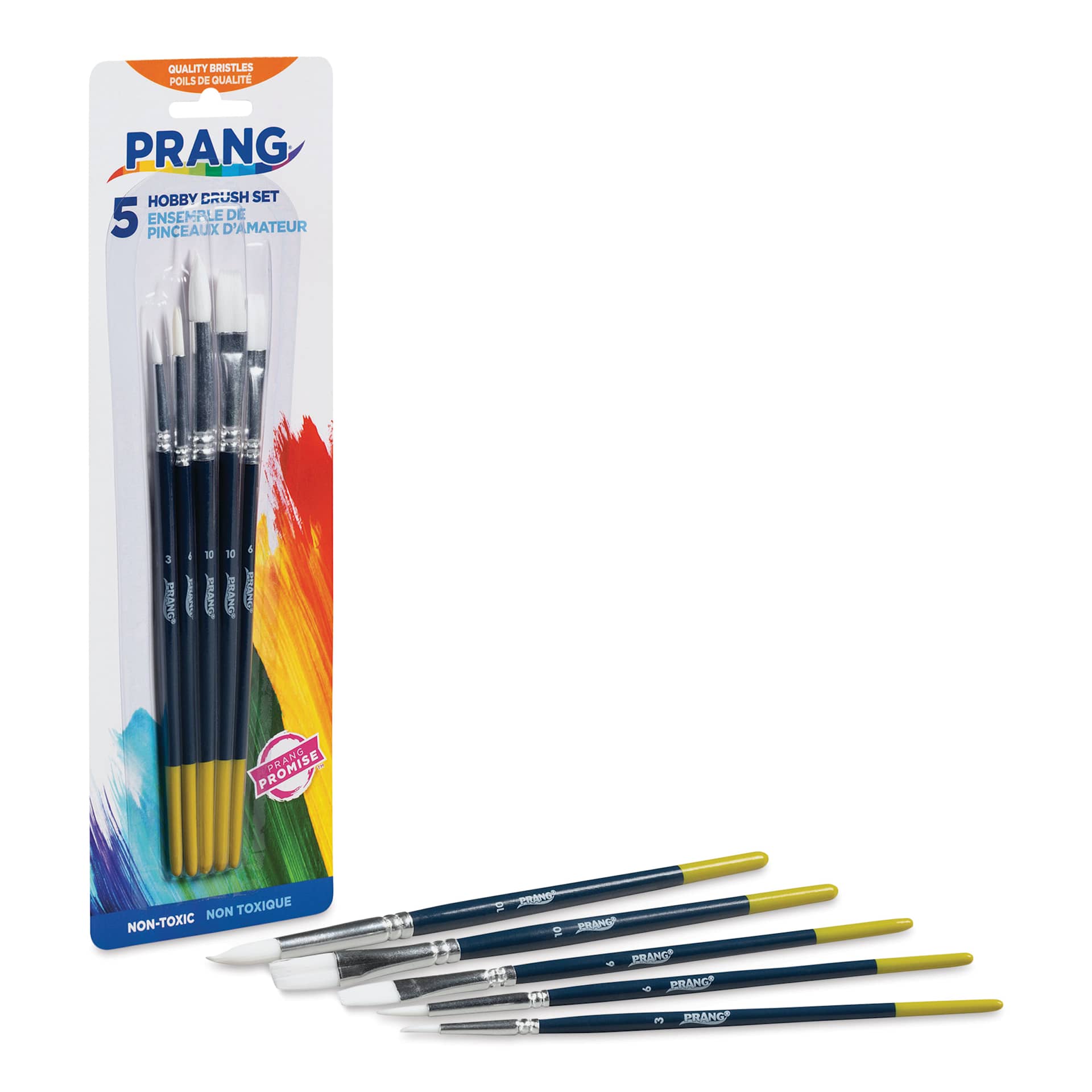 Prang Hobby Paint Brushes - Set of 5, brushes and packaging