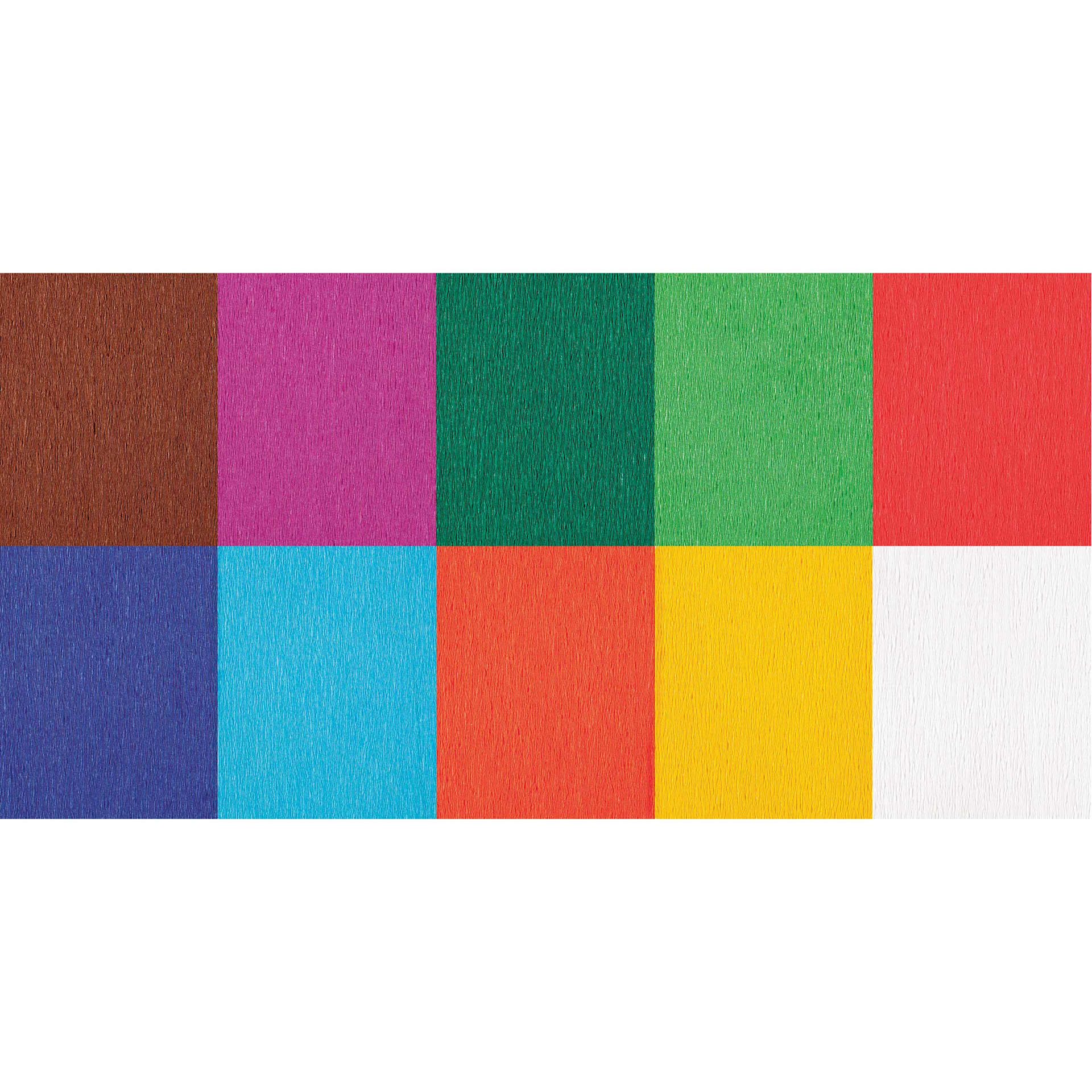 Folia Crepe Paper - Pkg of 10 Sheets, Assorted Colors, close up of included colors