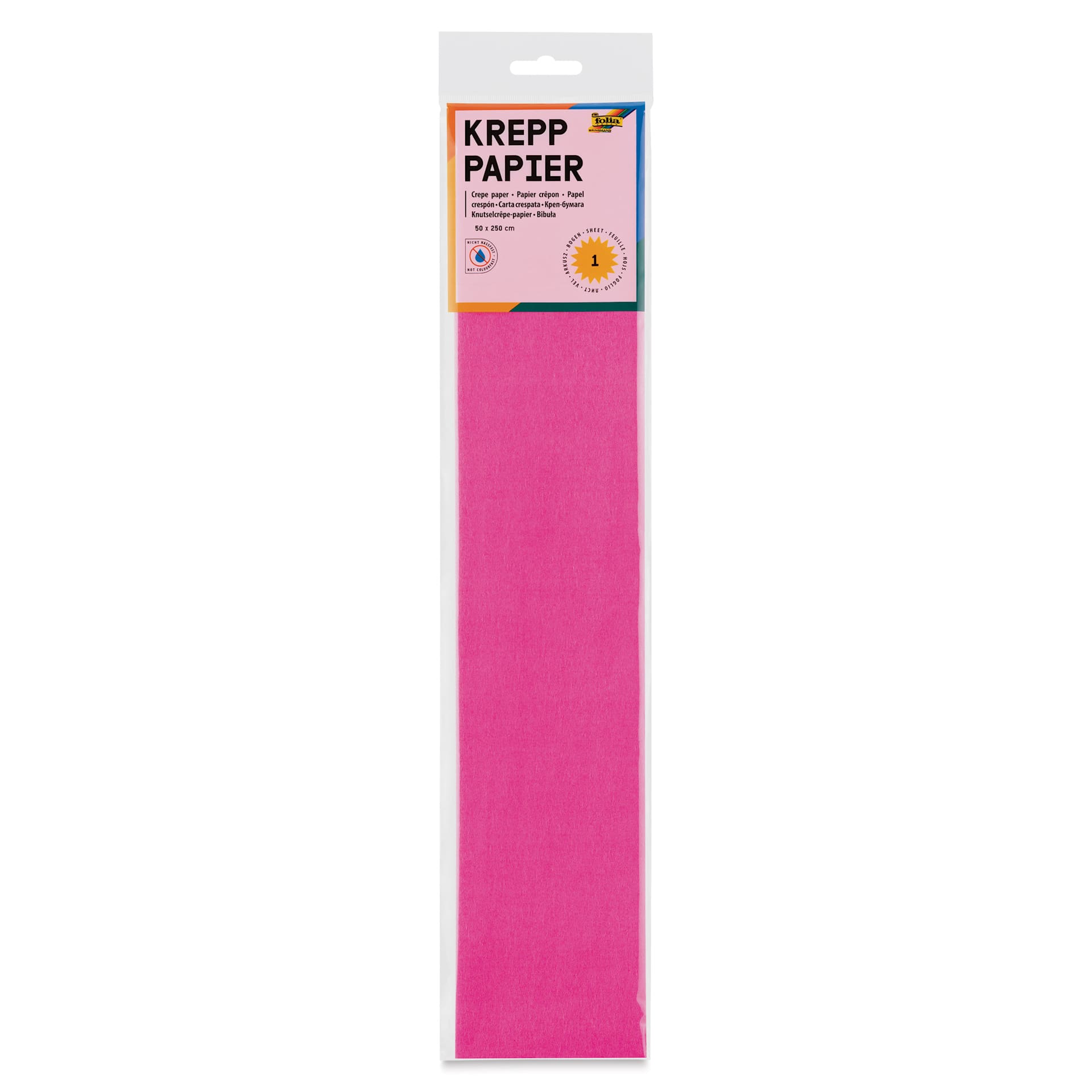 Folia Crepe Paper - Pkg of 10 Sheets, Pink