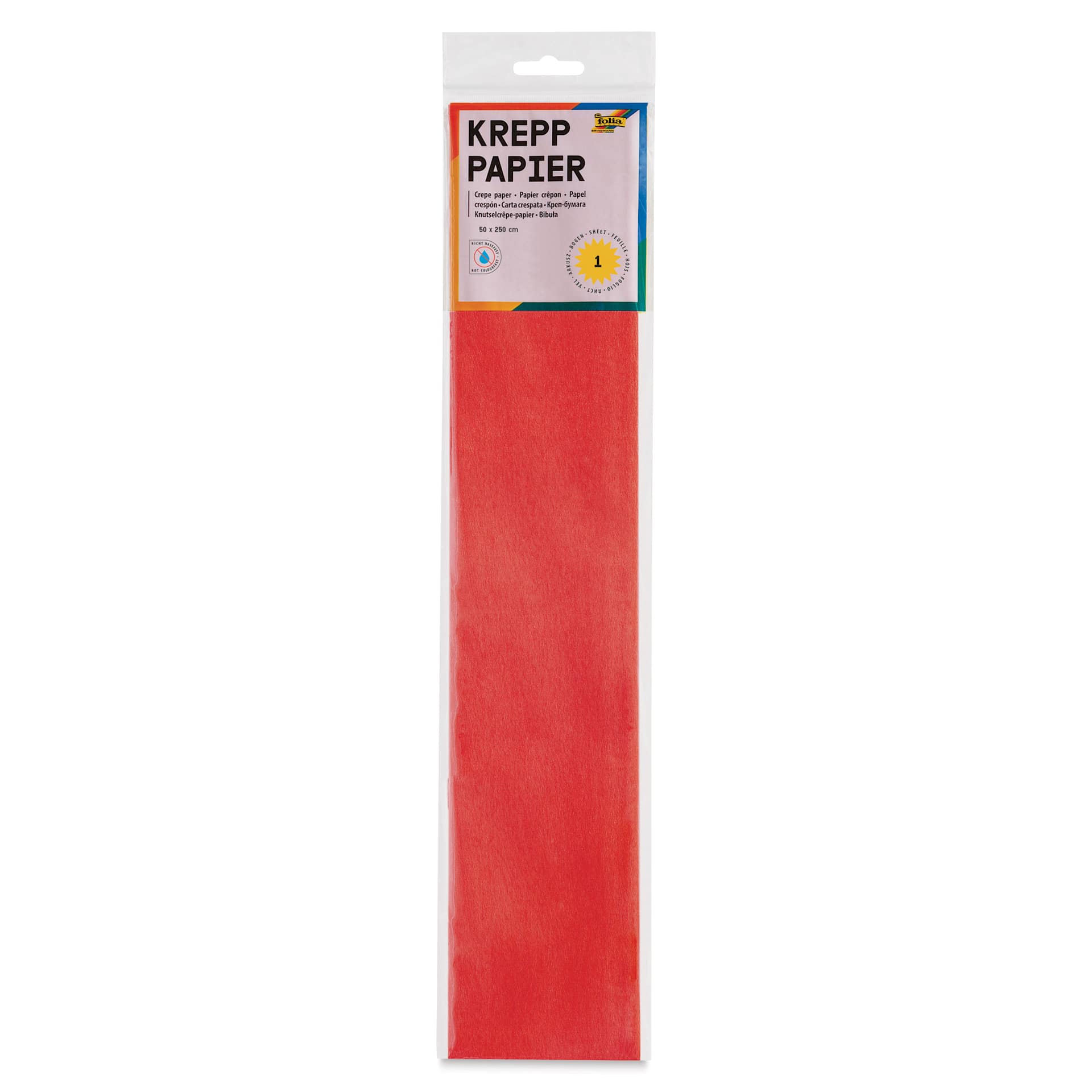 Folia Crepe Paper - Pkg of 10 Sheets, Hot Red