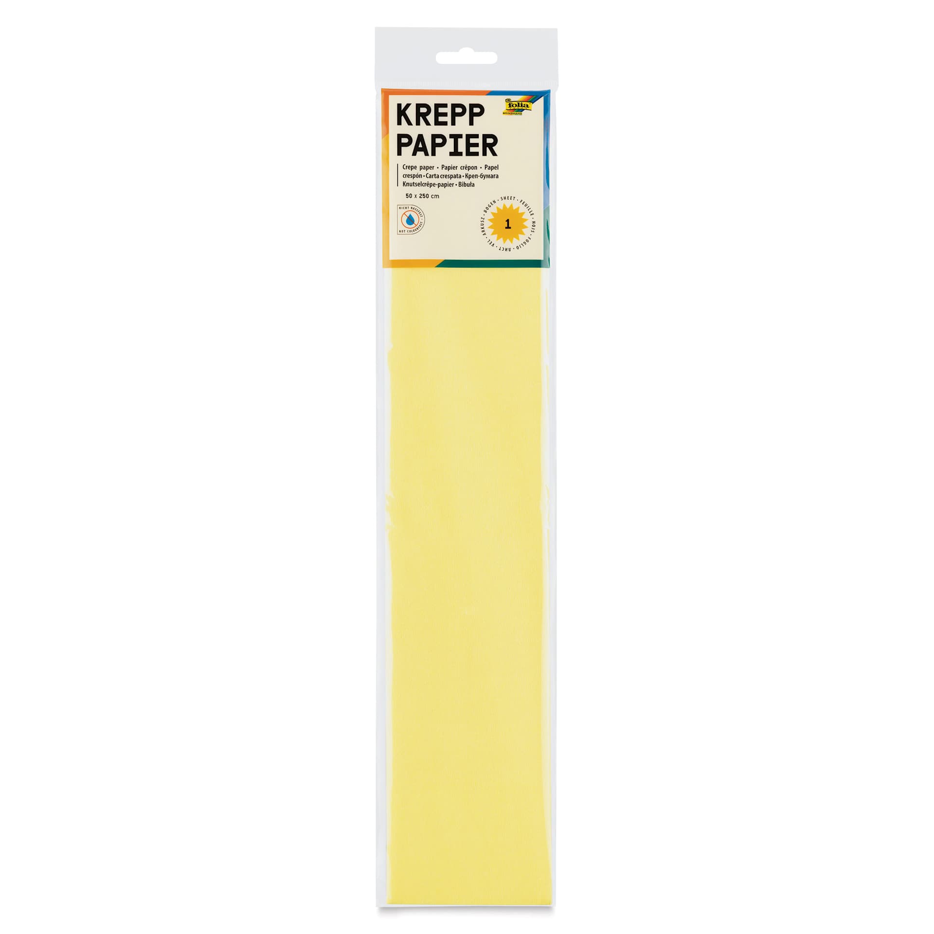 Folia Crepe Paper - Pkg of 10 Sheets, Light Yellow