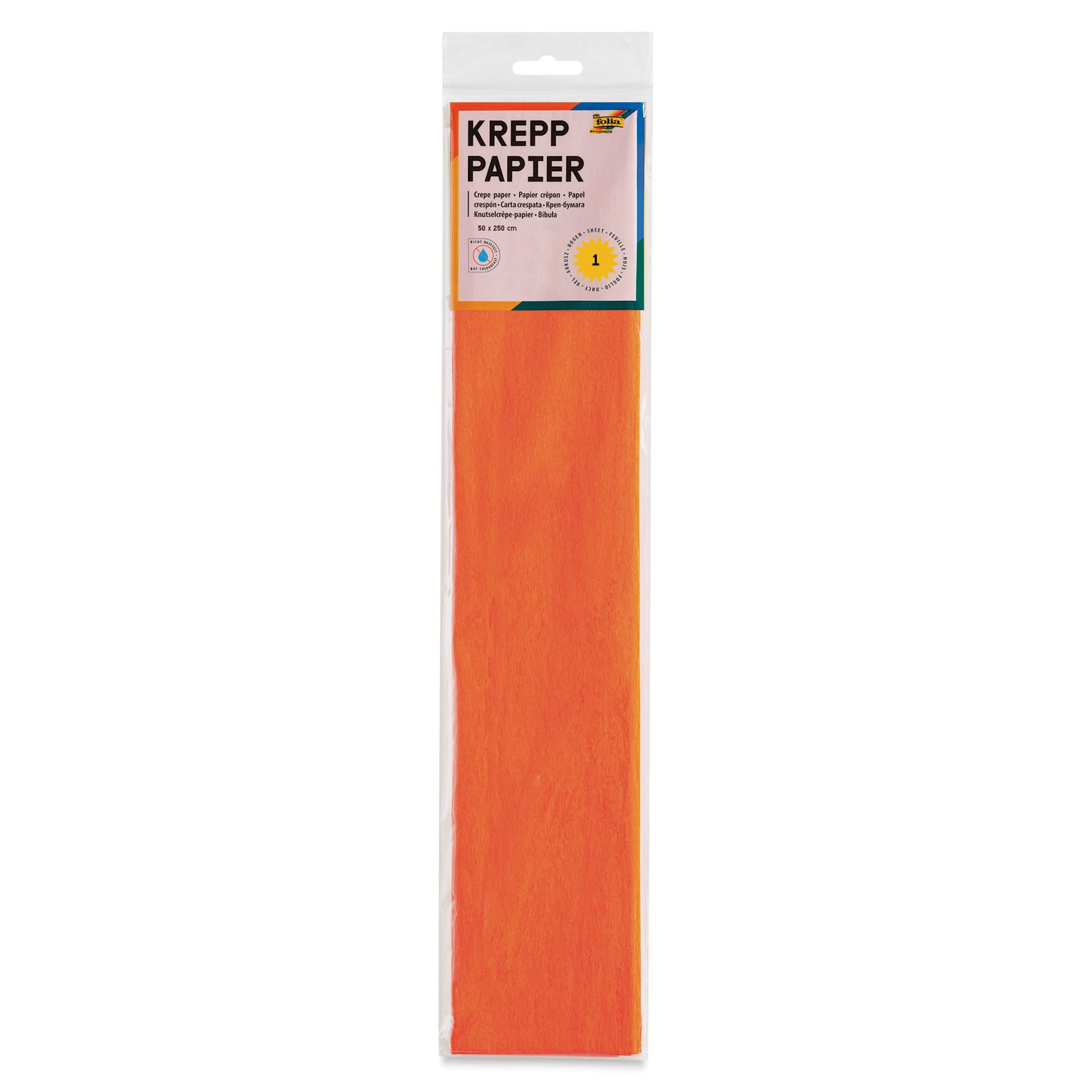 Folia Crepe Paper - Pkg of 10 Sheets, Light Orange