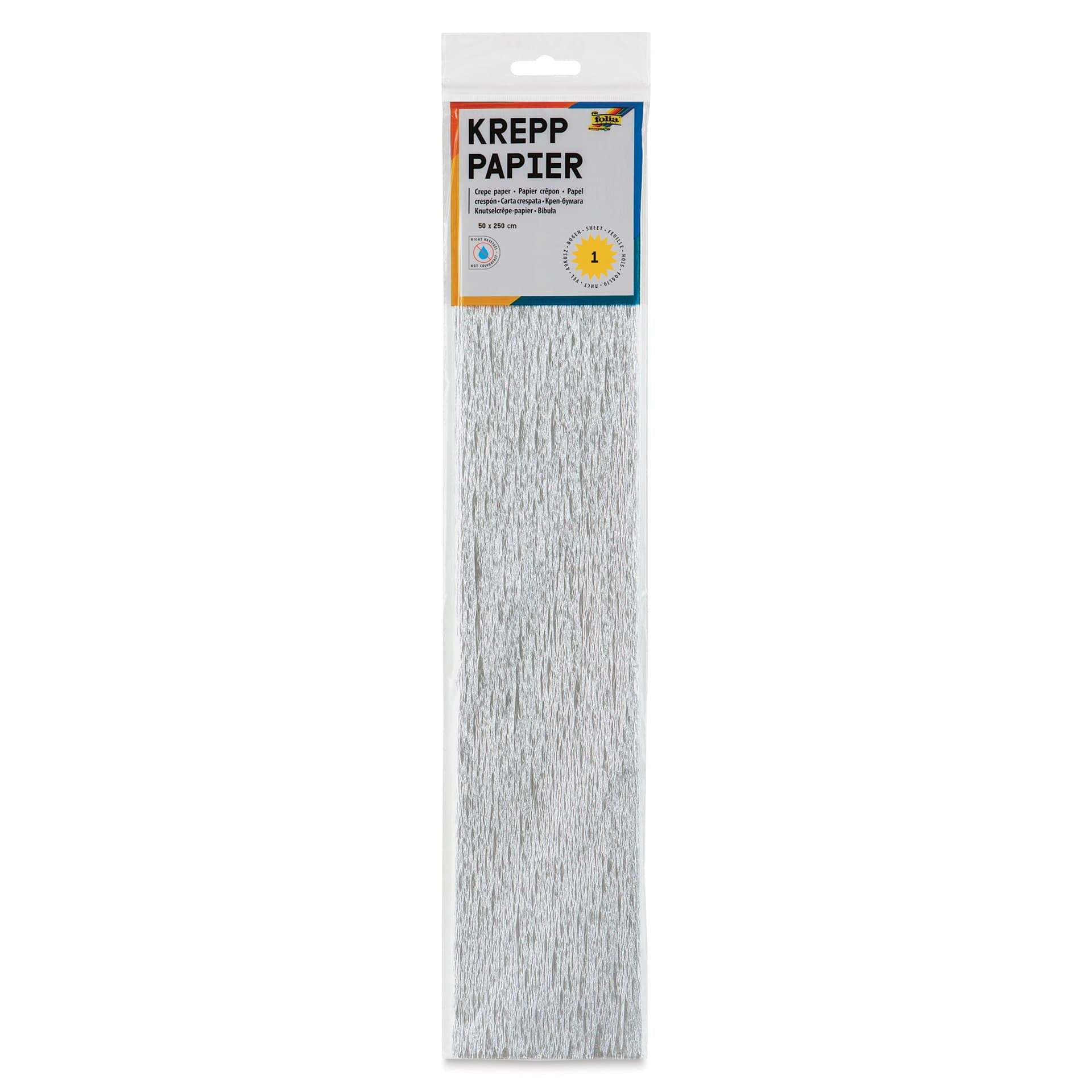 Folia Crepe Paper - Pkg of 10 Sheets, Silver