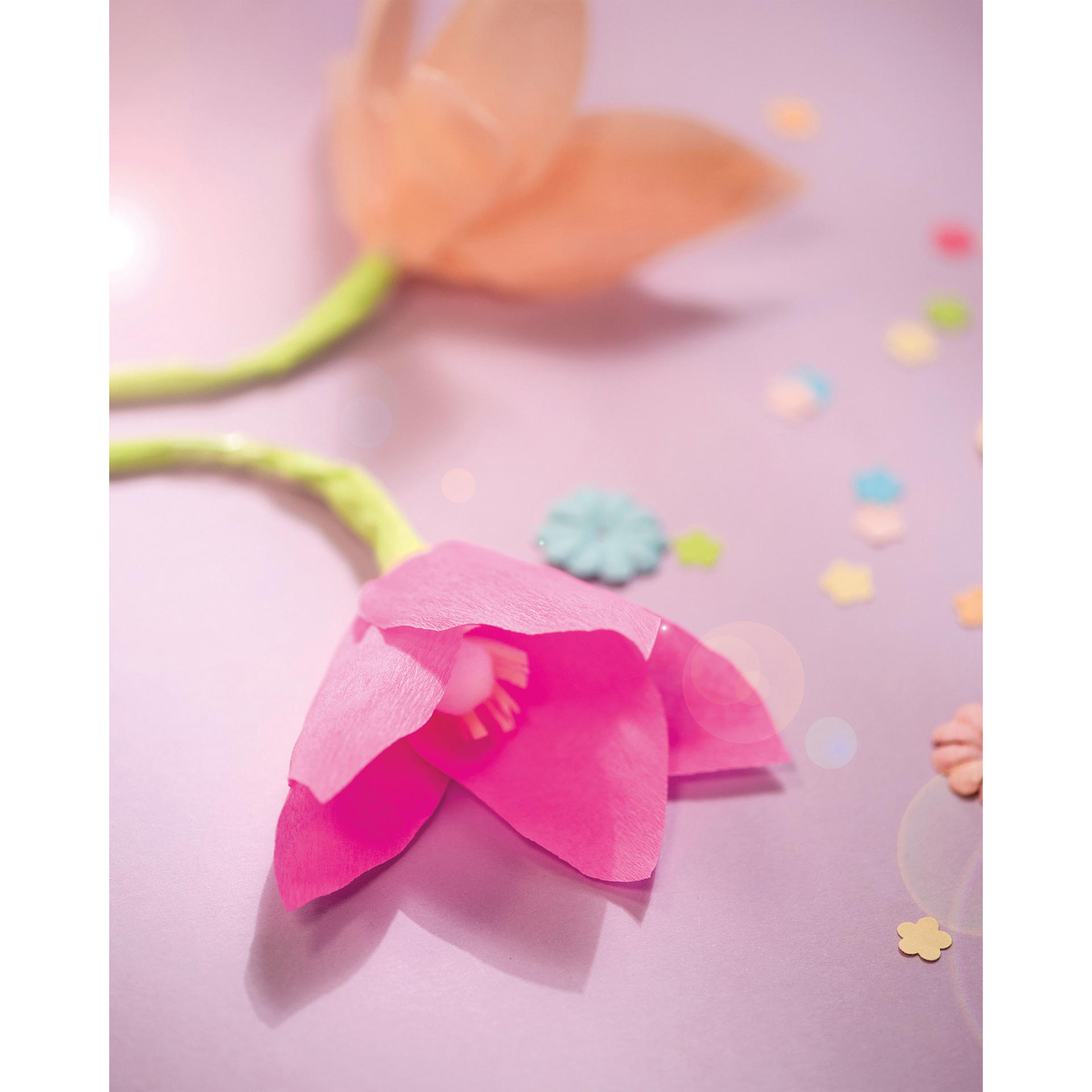 Folia Crepe Paper shaped into flowers.