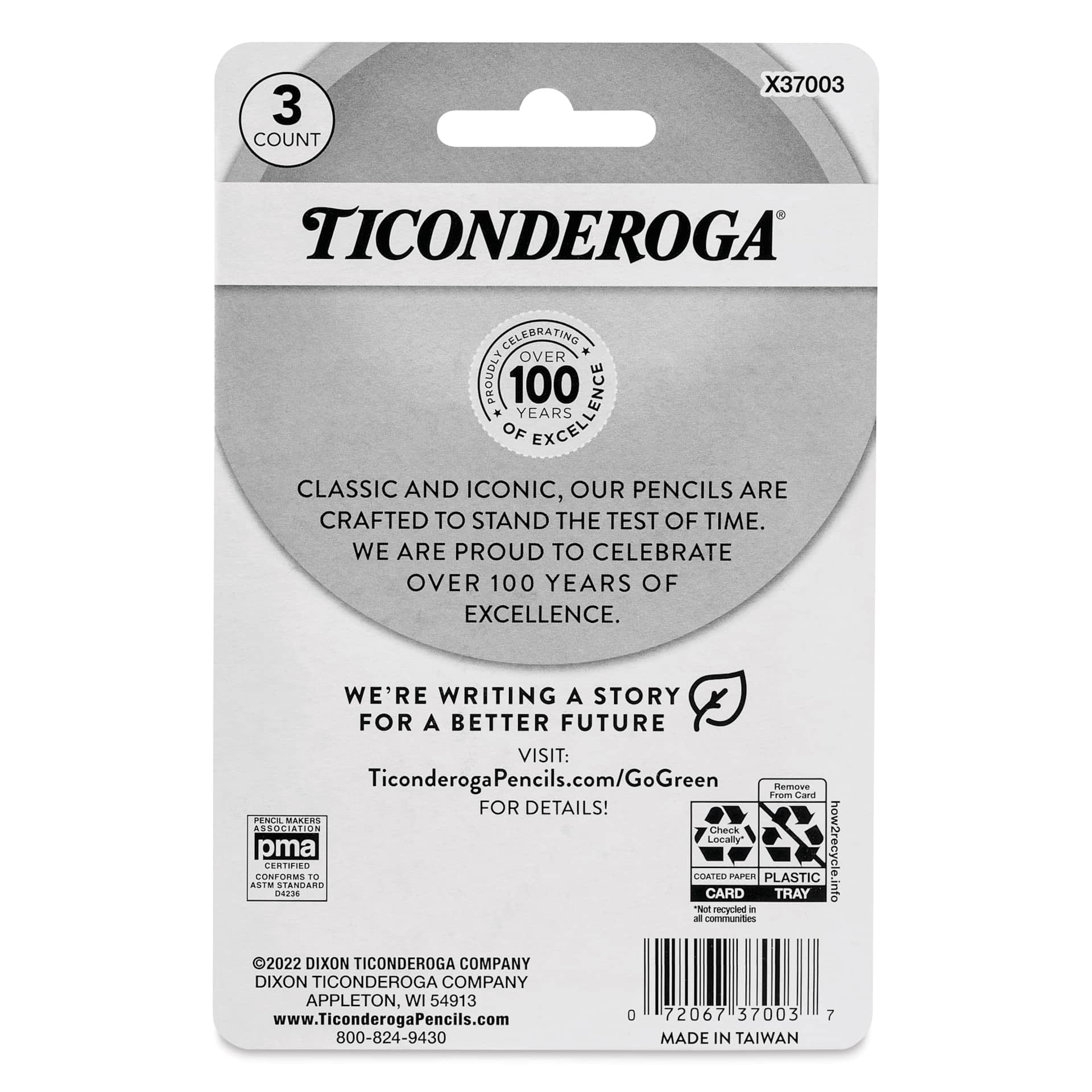 Dixon Ticonderoga Erasers - Set of 3, Pastel Colors, back of packaging