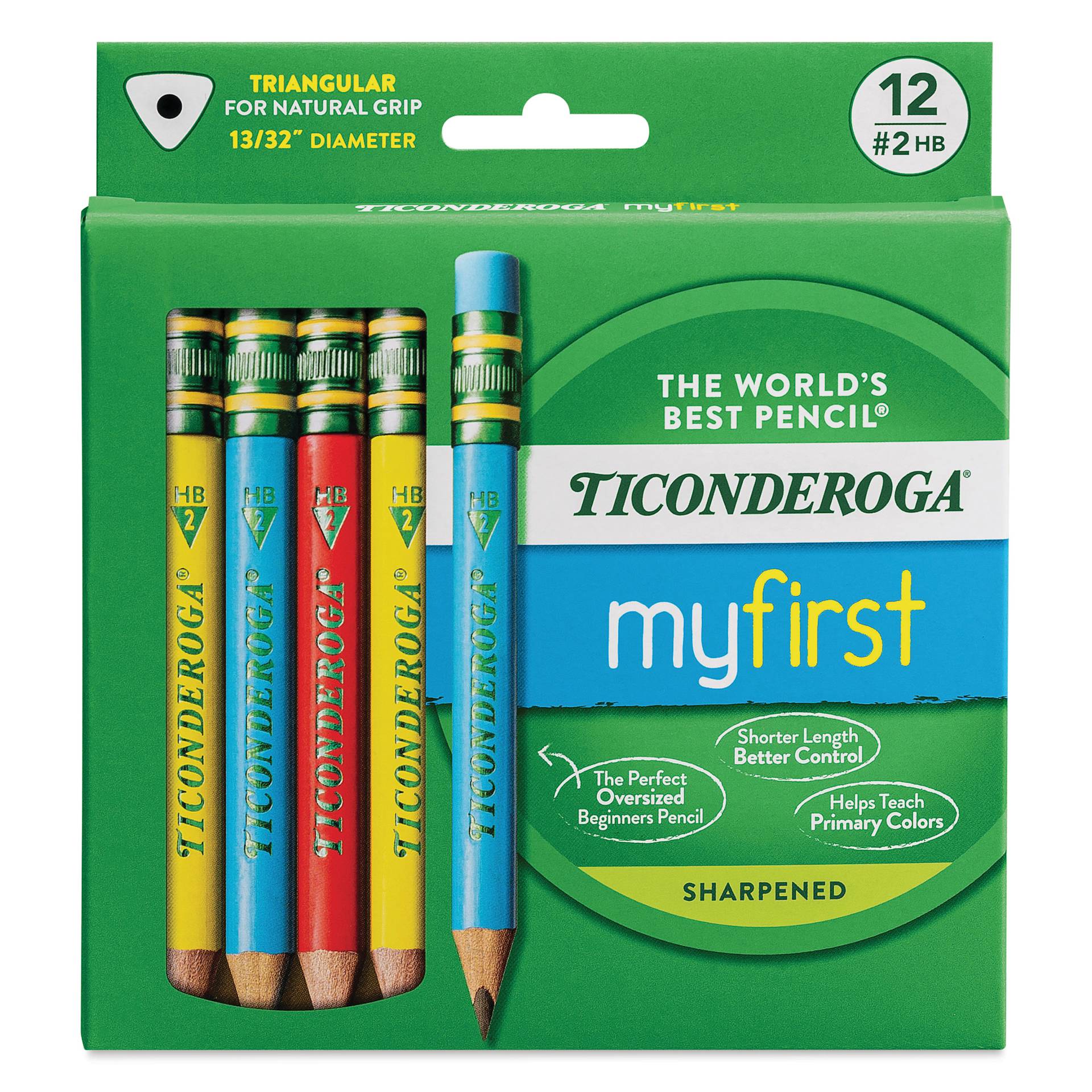 Dixon Ticonderoga My First Short Pencils - Set of 12, Red Yellow Blue