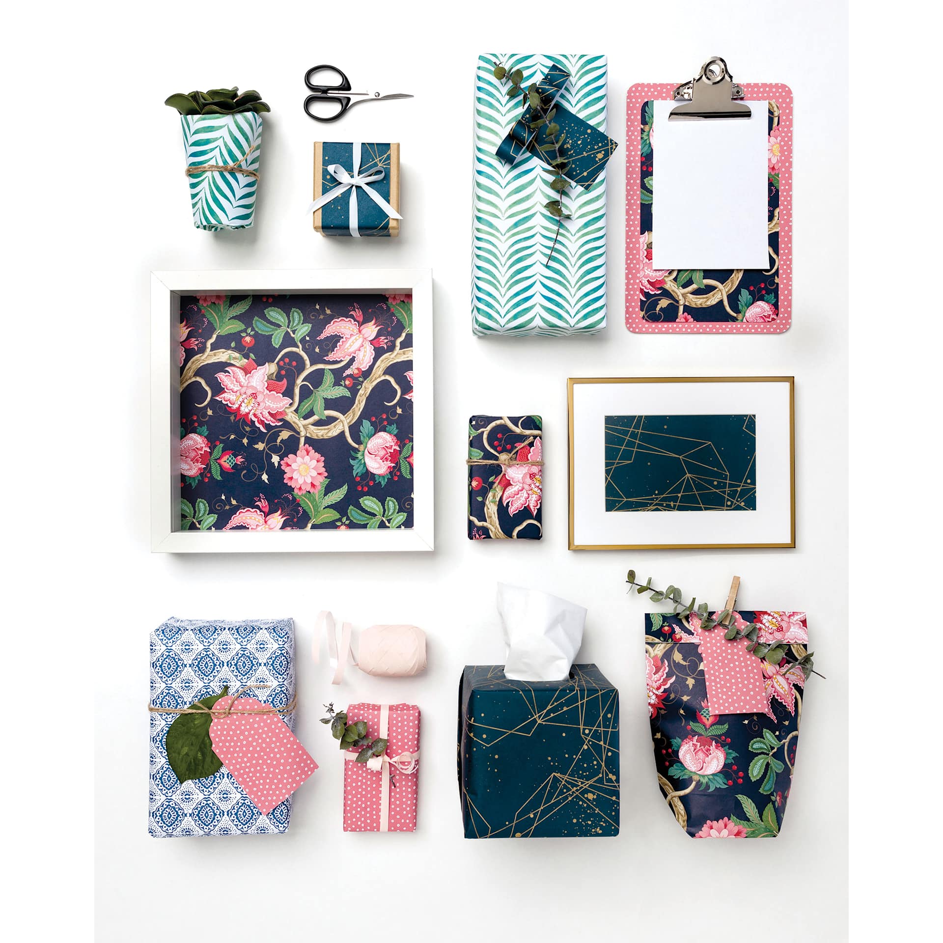 Folia Decorative Paper Pad - 7.6" x 9.9", Assorted, 10 Sheets, examples of crafts using sheets.