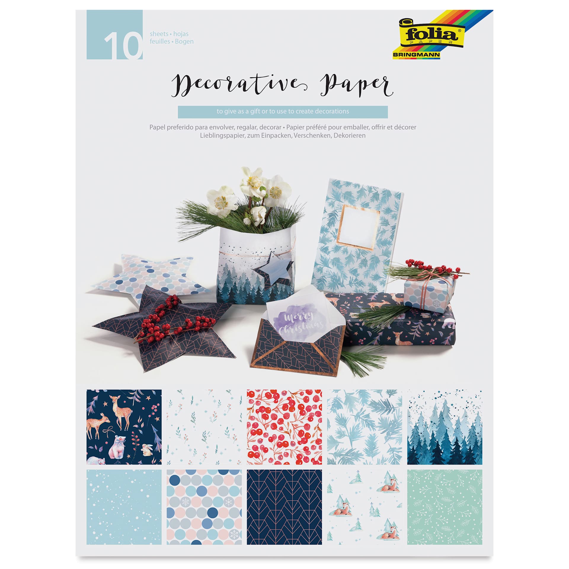 Folia Decorative Paper Pad - 7.6" x 9.9", Winter, 10 Sheets