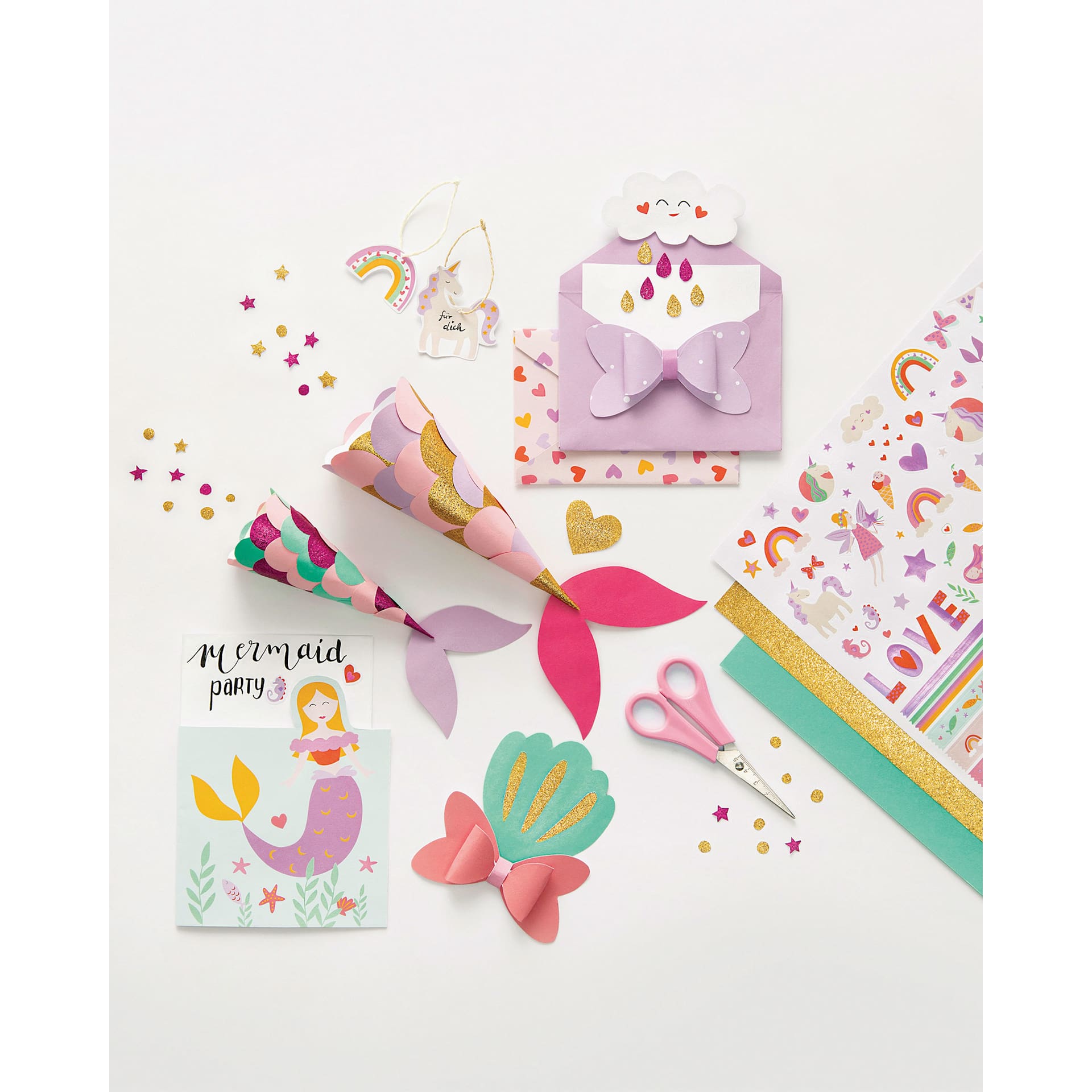 Folia Decorative Paper Pad - 9.5" x 13.4", Sweet Glitter, 27 Sheets, mermaid craft examples