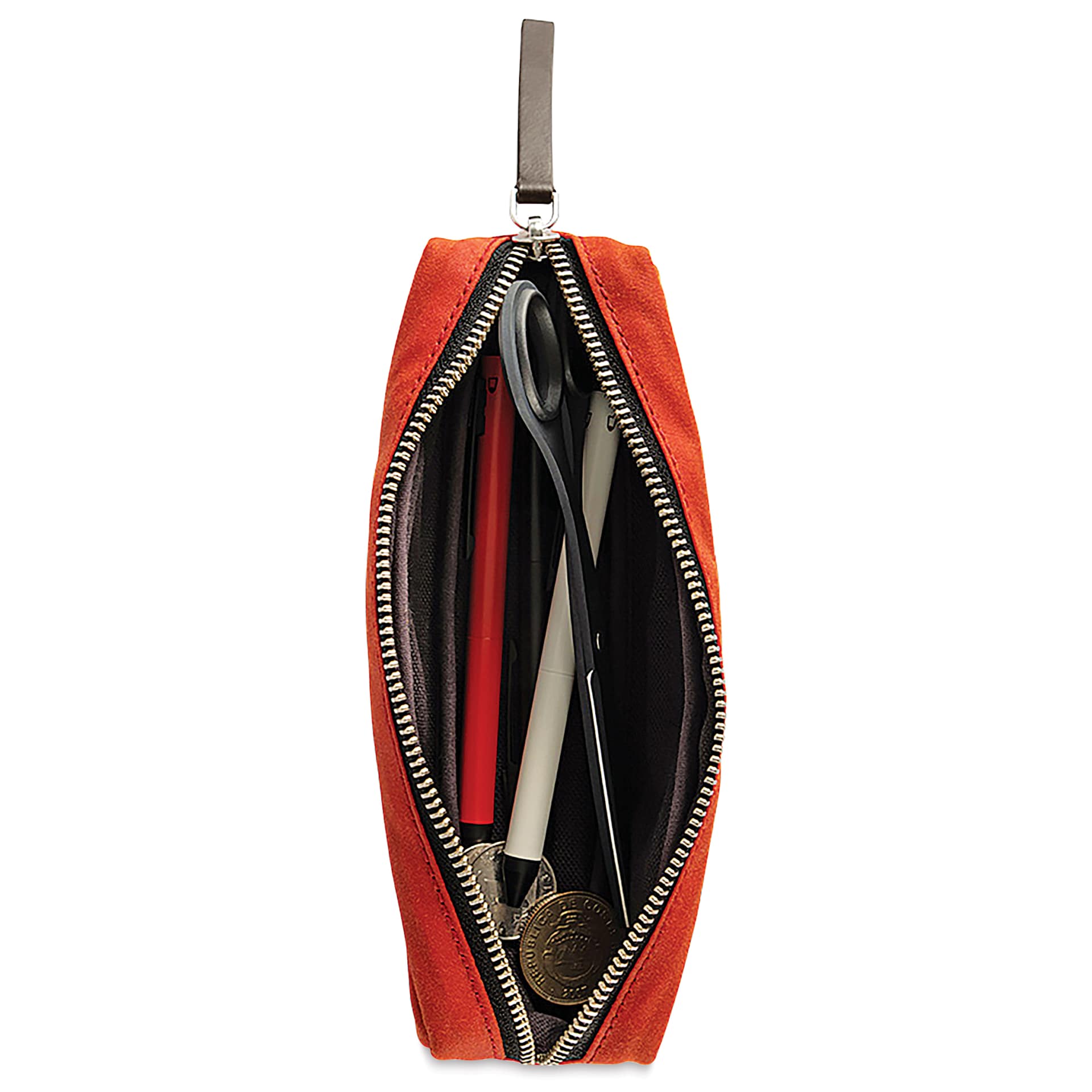 Kolo Parker Zipper Pouch - Persimmon, 2" x 7-1/2" x 2", open, filled with supplies (not included)