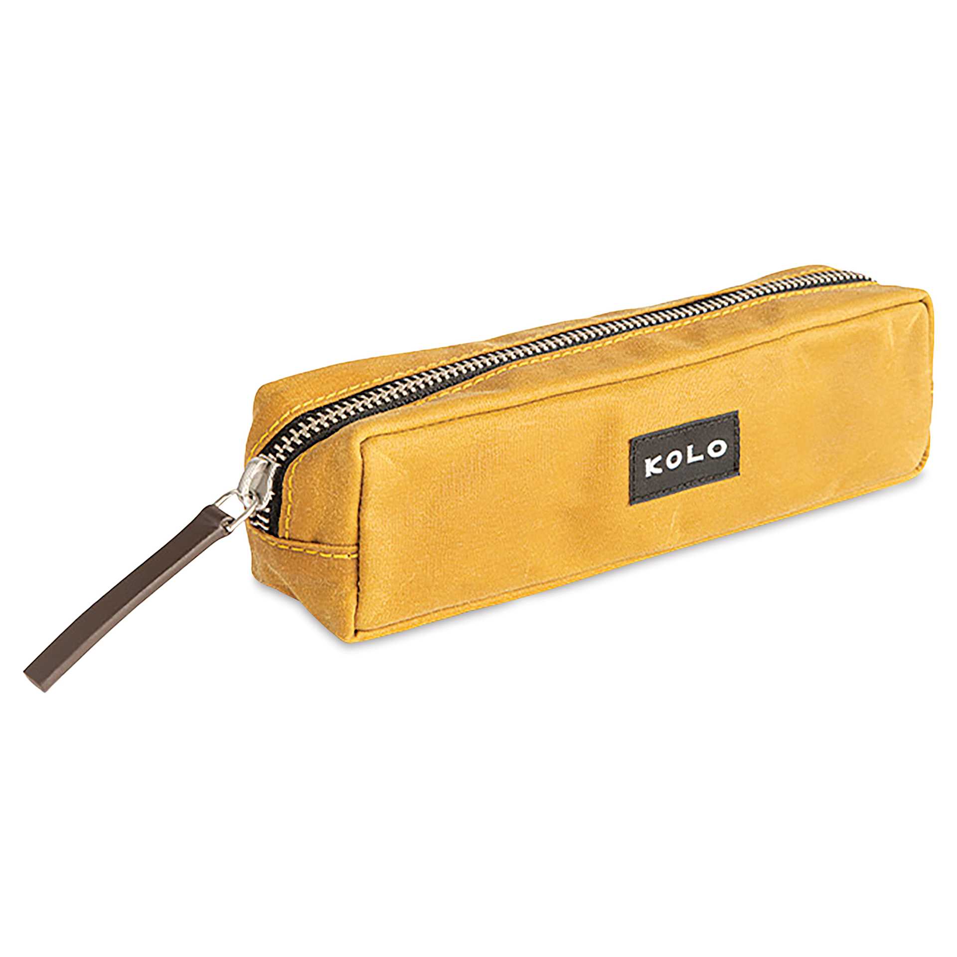 Kolo Parker Zipper Pouch - Ochre, 2" x 7-1/2" x 2", angled