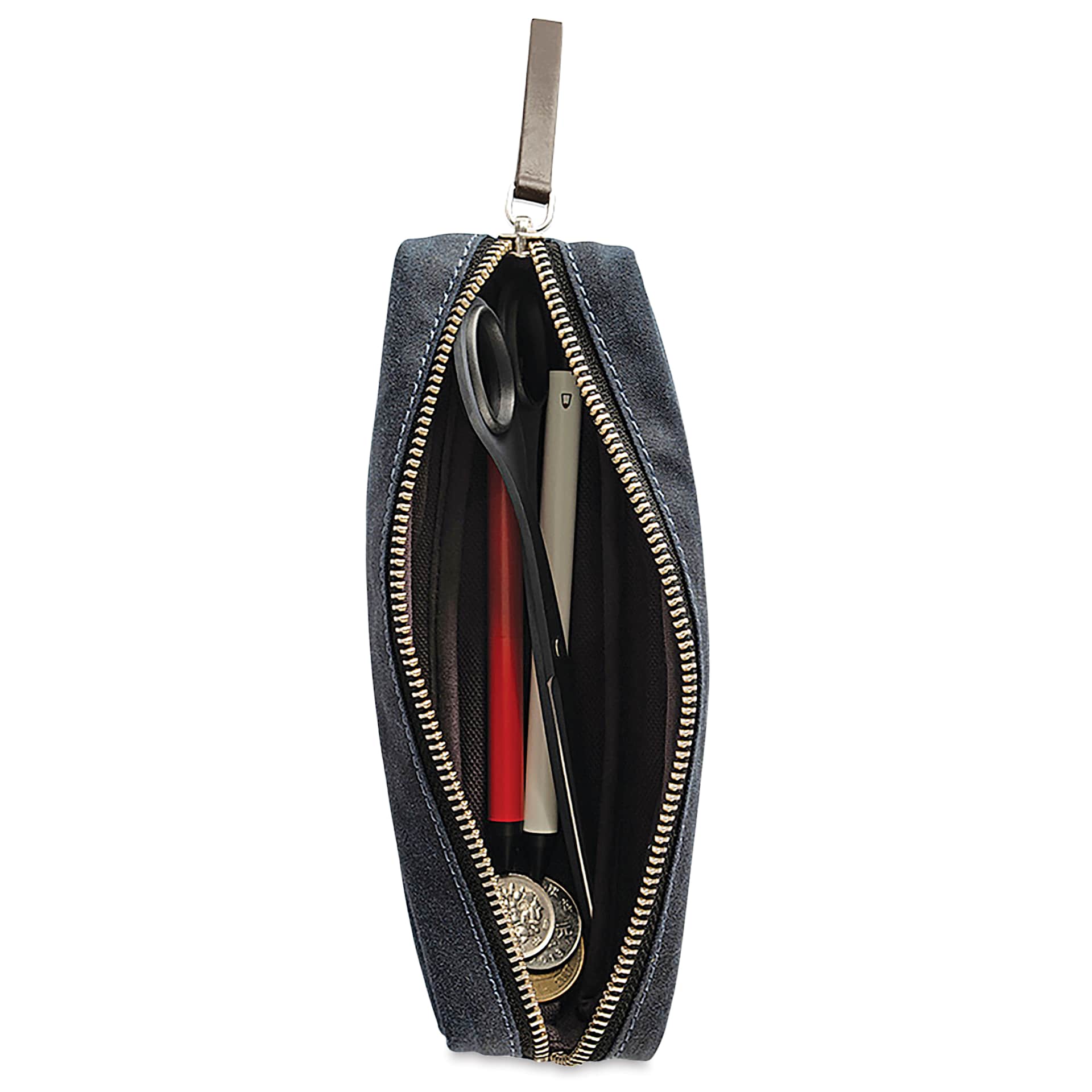 Kolo Parker Zipper Pouch - Navy, 2" x 7-1/2" x 2", filled with supplies (not included)