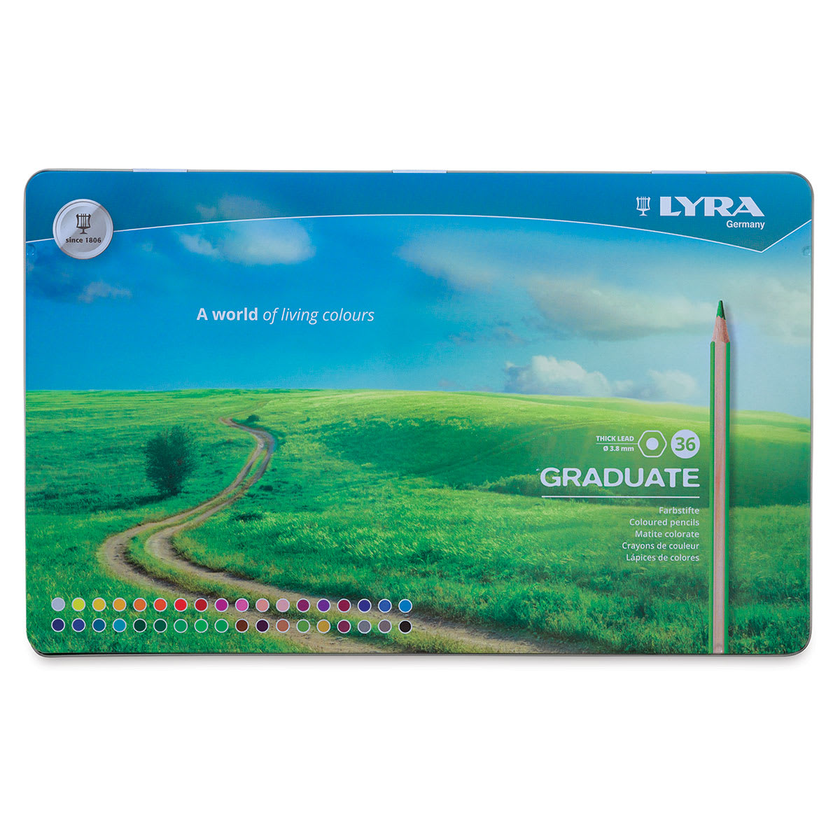 Lyra Graduate Colored Pencils - Top view of cover of Set of 36