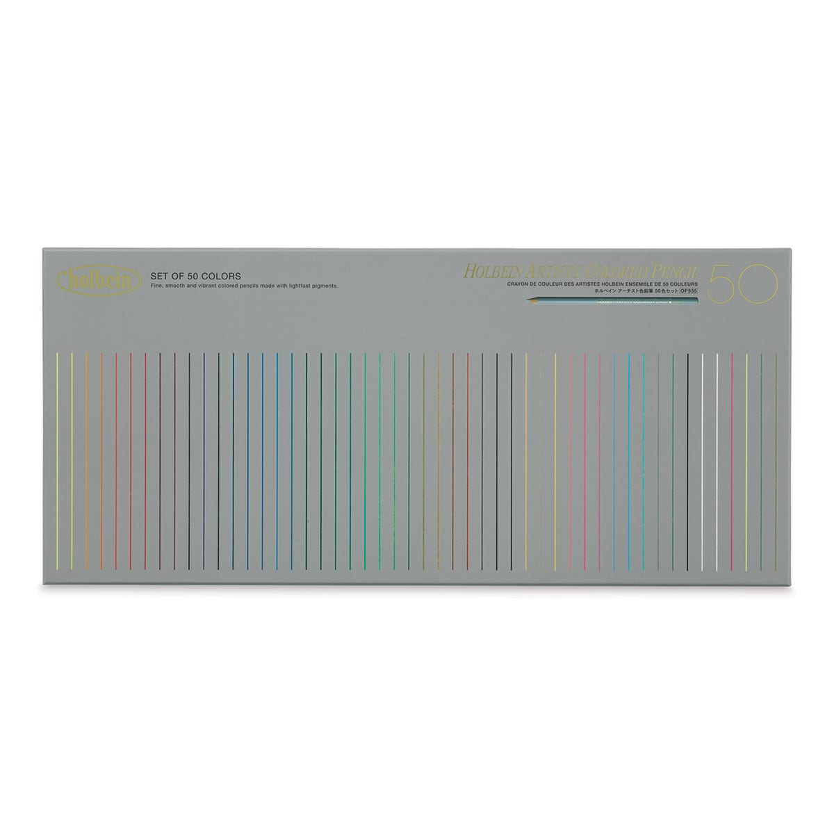 Holbein Artists' Colored Pencils - Basic Tones, Set of 50, Cardboard Box (front of package)