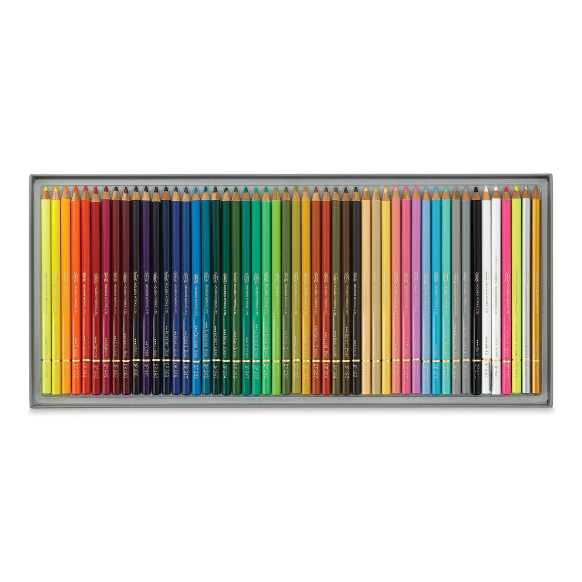 Holbein Artists' Colored Pencils - Basic Tones, Set of 50, Cardboard Box (set contents)