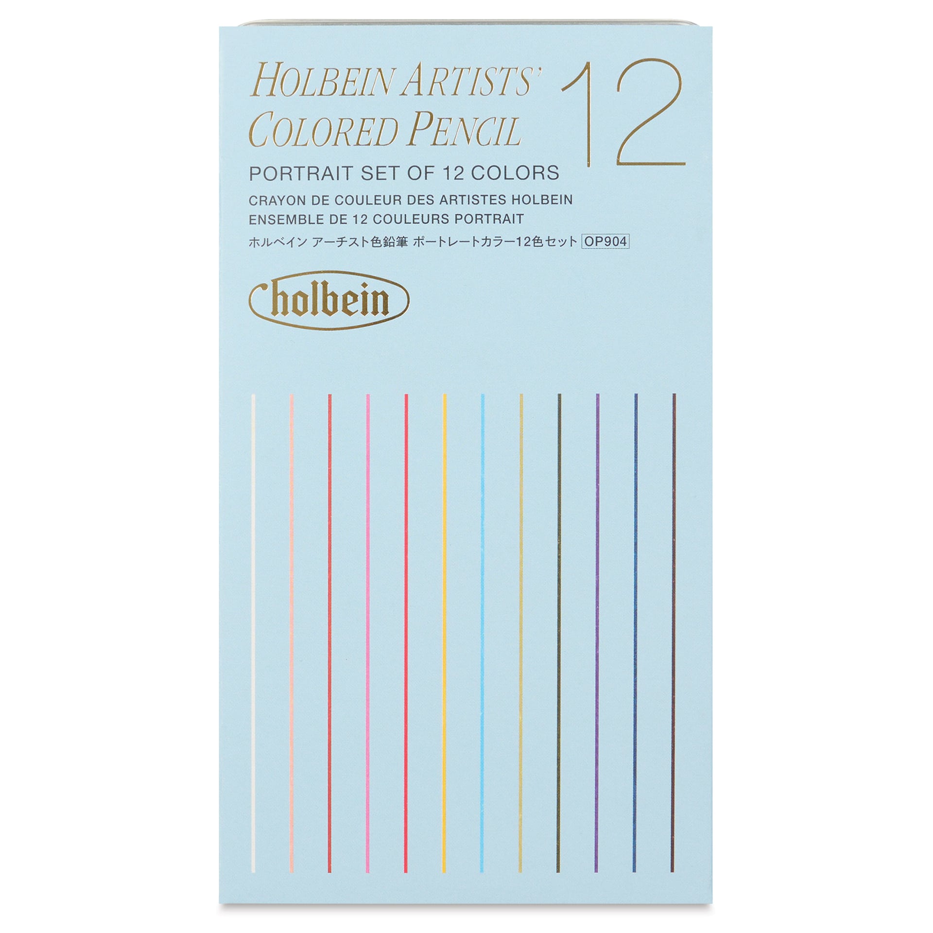 Holbein Artists' Colored Pencils - Portrait Tones, Set of 12, Tin Box, front of the packaging
