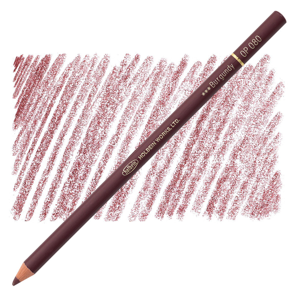 Holbein Artists' Colored Pencil - Burgundy, OP080 pencil and swatch