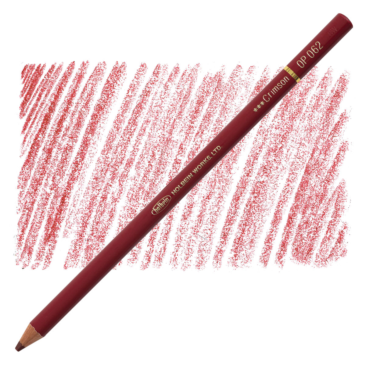 Holbein Artists' Colored Pencil - Crimson, OP062 pencil and swatch