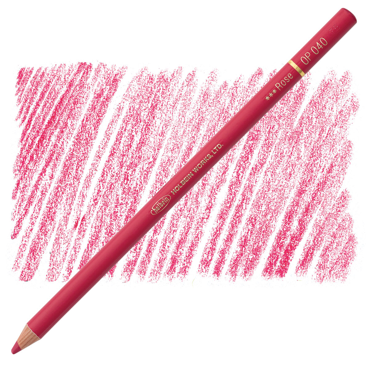 Holbein Artists' Colored Pencil - Rose, OP040 pencil and swatch