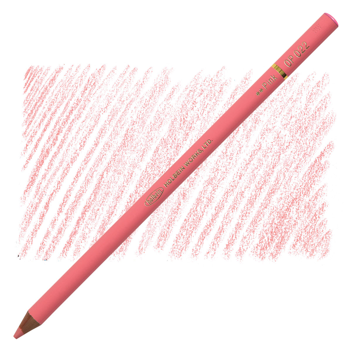Holbein Artists' Colored Pencil - Pink, OP022 pencil and swatch