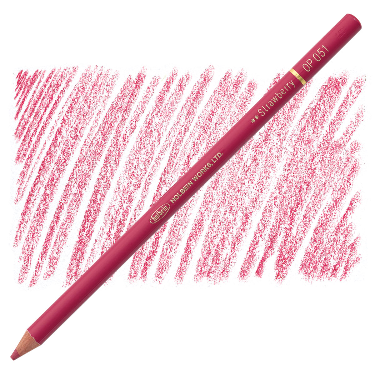 Holbein Artists' Colored Pencil - Strawberry, OP051 pencil and swatch