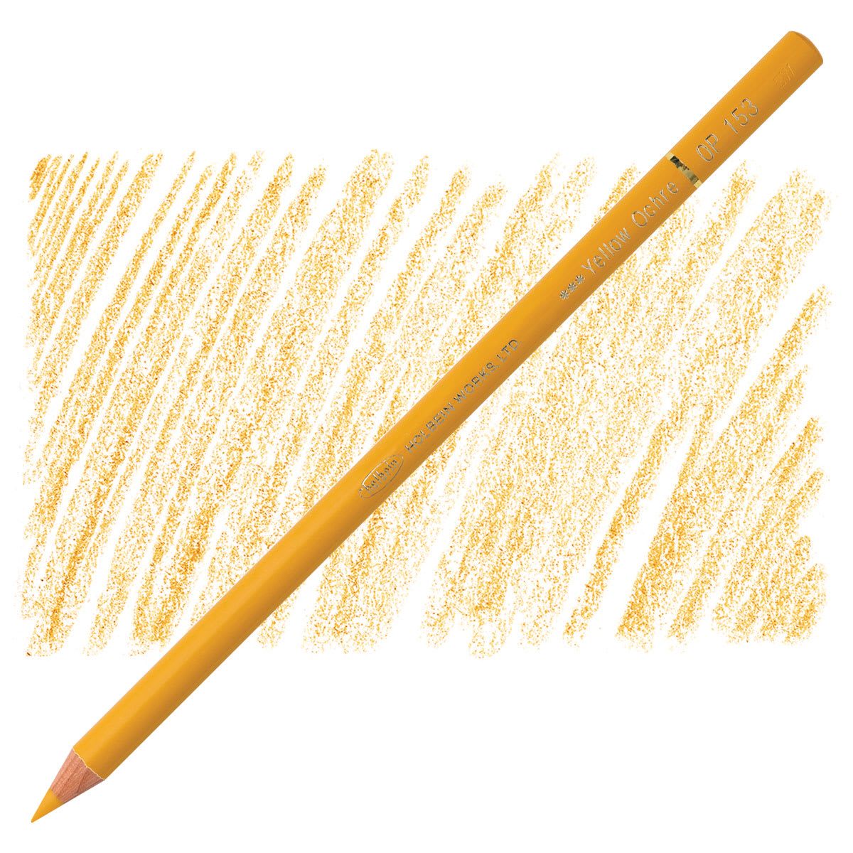 Holbein Artists' Colored Pencil - Yellow Ochre, OP153 pencil and swatch