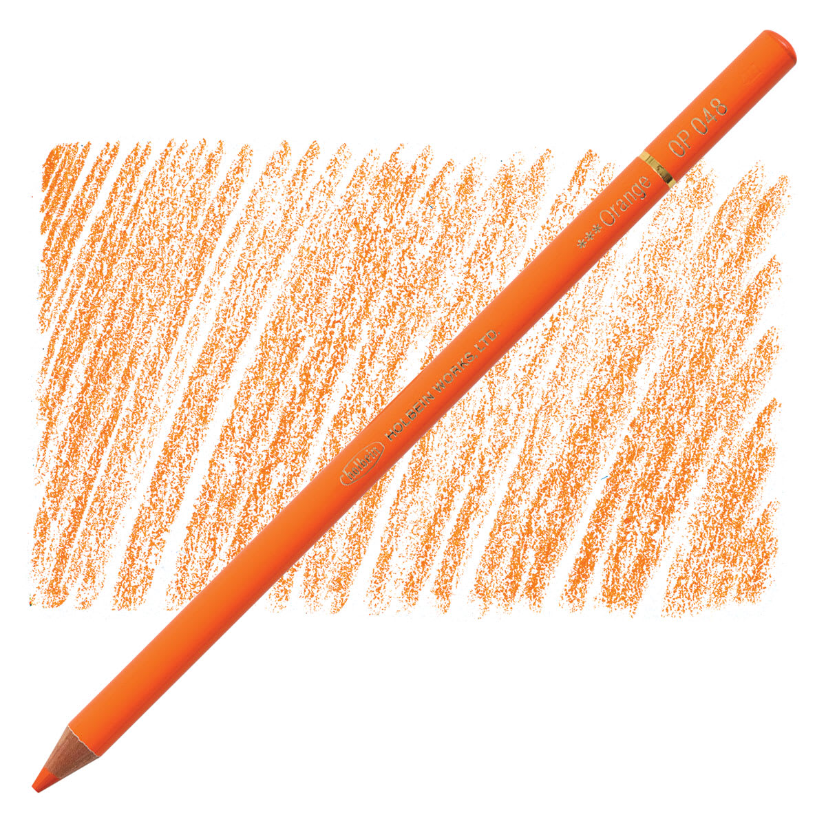 Holbein Artists' Colored Pencil - Orange, OP048 pencil and swatch