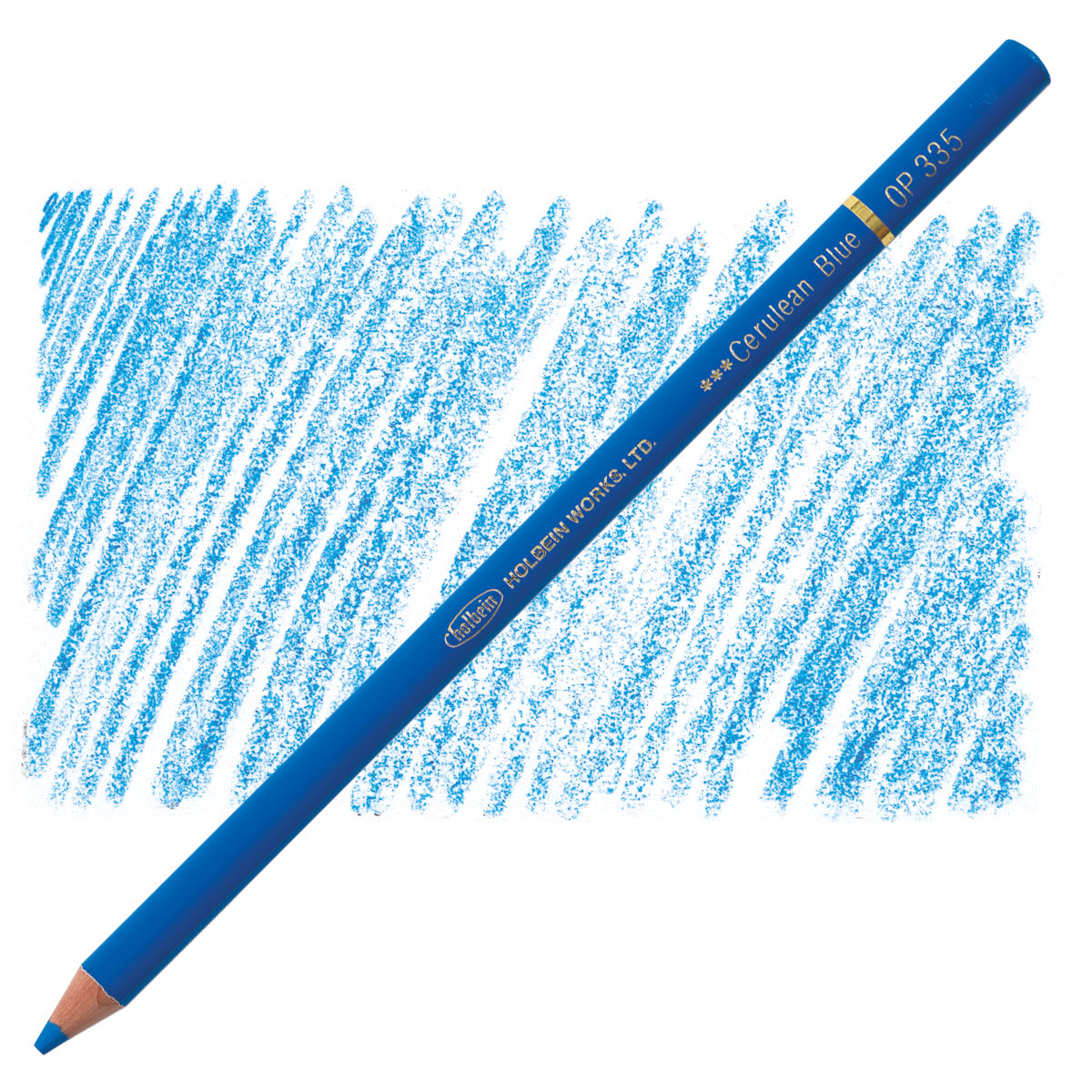 Holbein Artists' Colored Pencil - Cerulean Blue, OP335 pencil and swatch