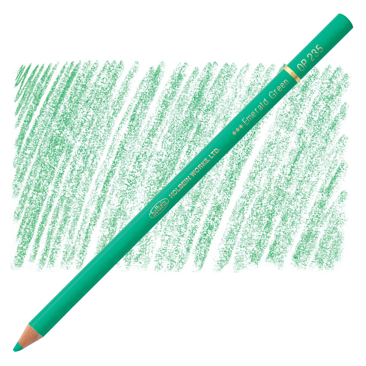 Holbein Artists' Colored Pencil - Emerald Green, OP235 pencil and swatch