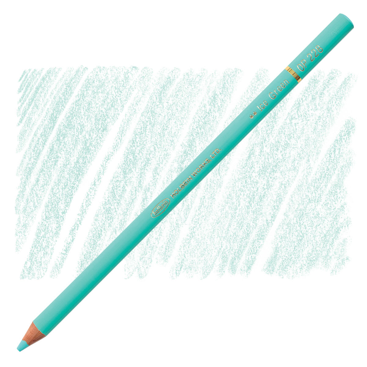 Holbein Artists' Colored Pencil - Ice Green, OP228 pencil and swatch