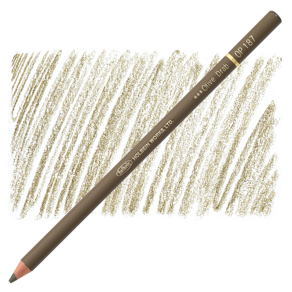 Holbein Artists' Colored Pencil - Olive Drab, OP187 pencil and swatch