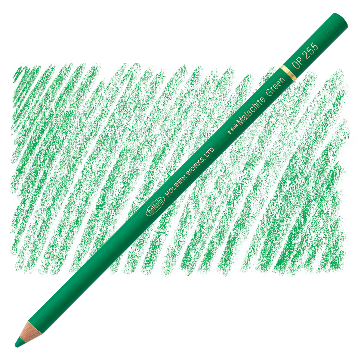 Holbein Artists' Colored Pencil - Malachite Green, OP255 pencil and swatch