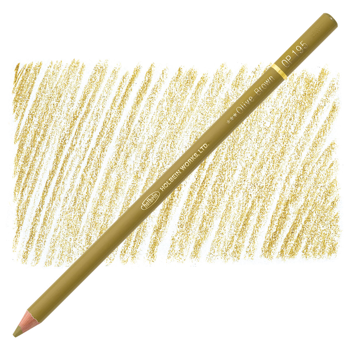 Holbein Artists' Colored Pencil - Olive Brown, OP195 pencil and swatch