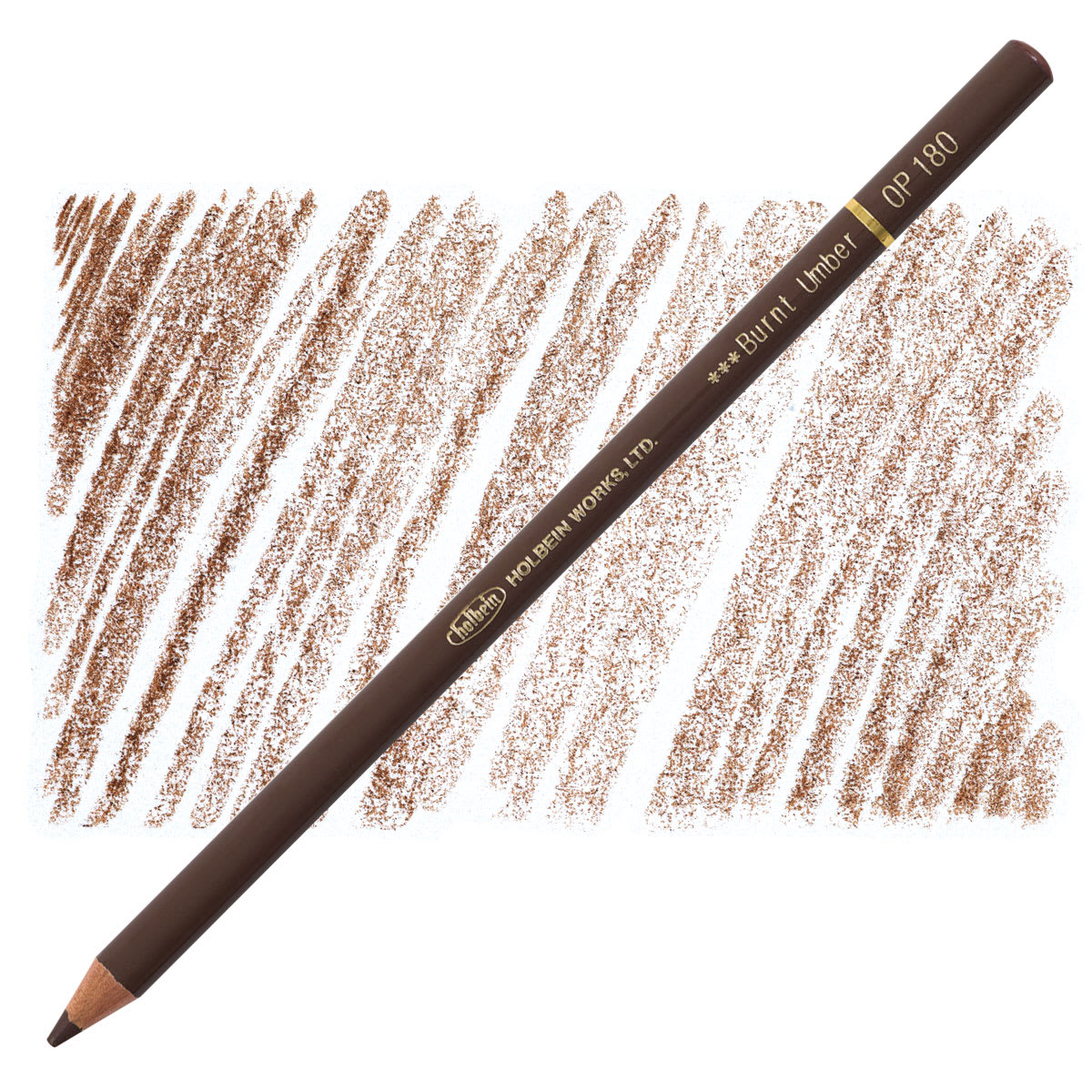 Holbein Artists' Colored Pencil - Burnt Umber, OP180 pencil and swatch