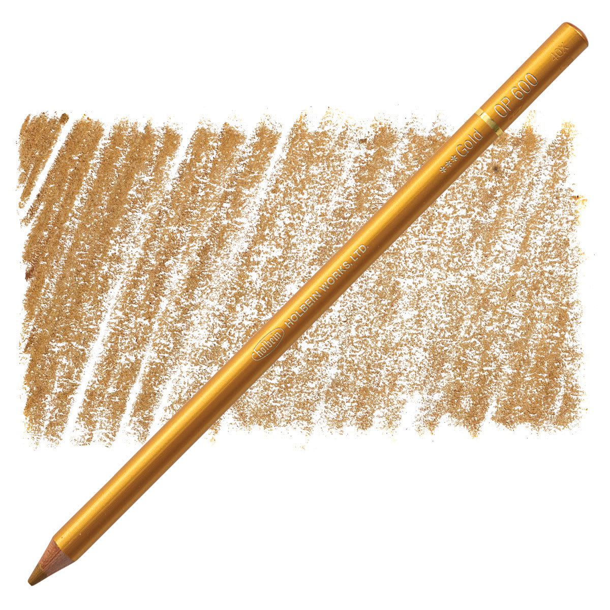 Holbein Artists' Colored Pencil - Gold, OP600 pencil and swatch