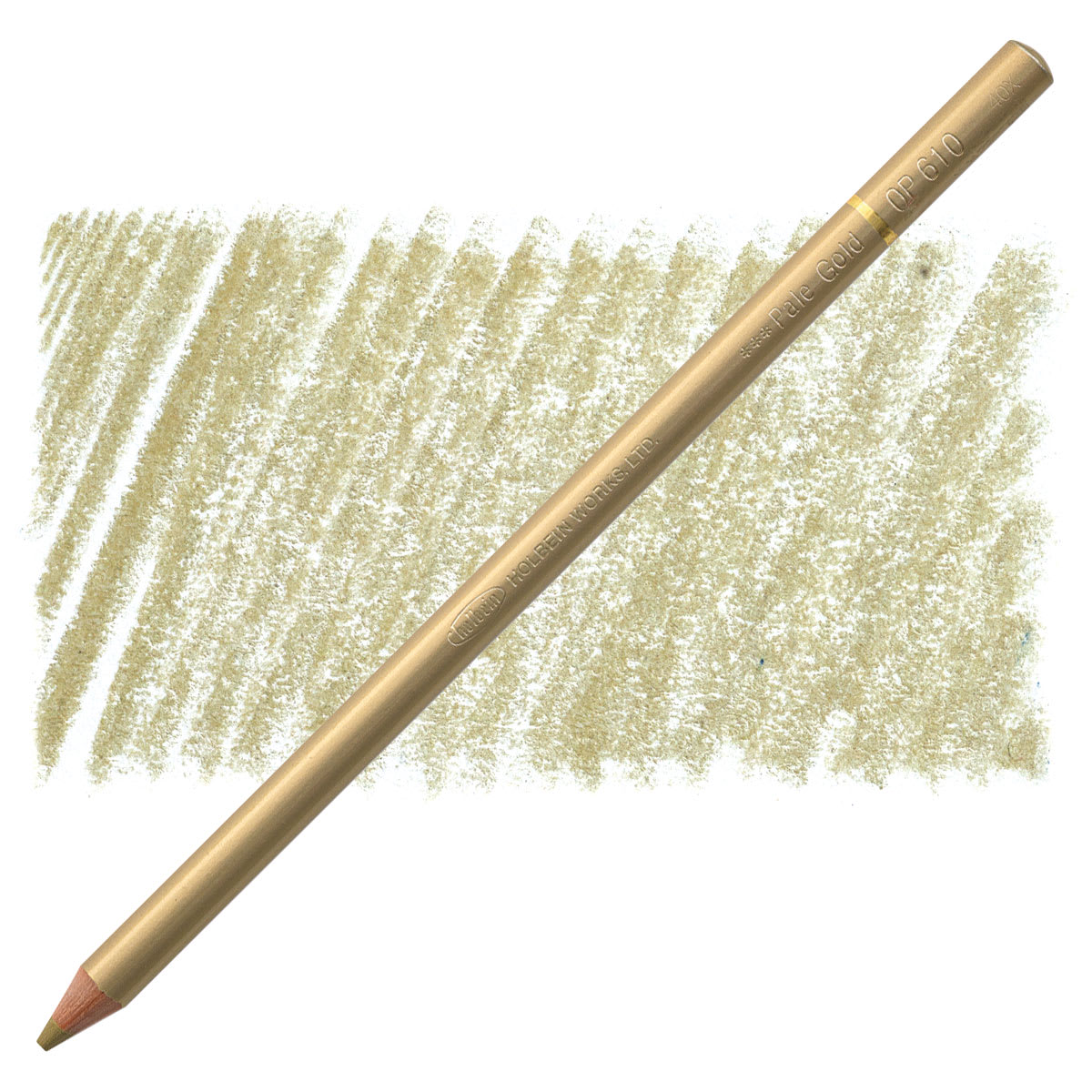 Holbein Artists' Colored Pencil - Pale Gold, OP610 pencil and swatch