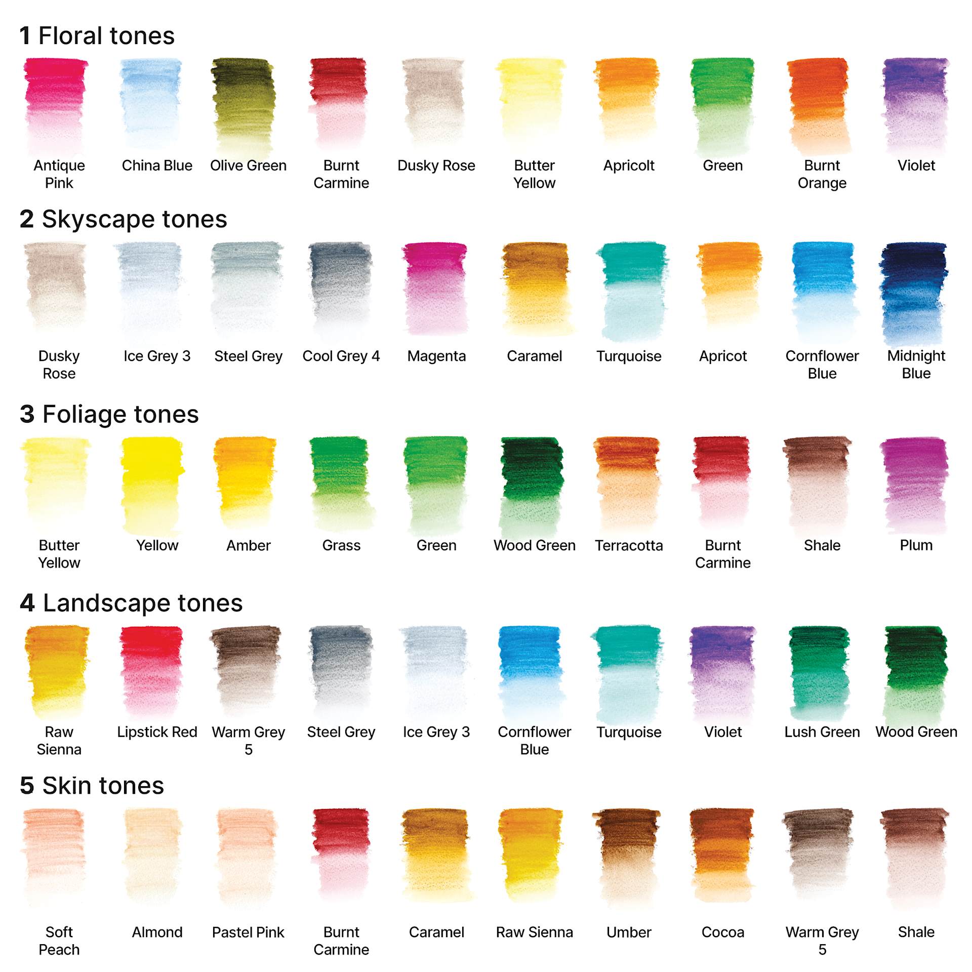 Winsor & Newton Studio Collection Watercolor Pencils - Set of 50, color swatch
