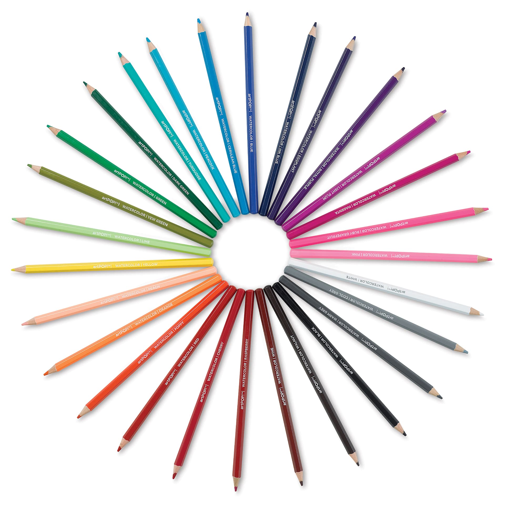 artPOP! Premium Watercolor Pencils - Set of 24 (pencils fanned out)