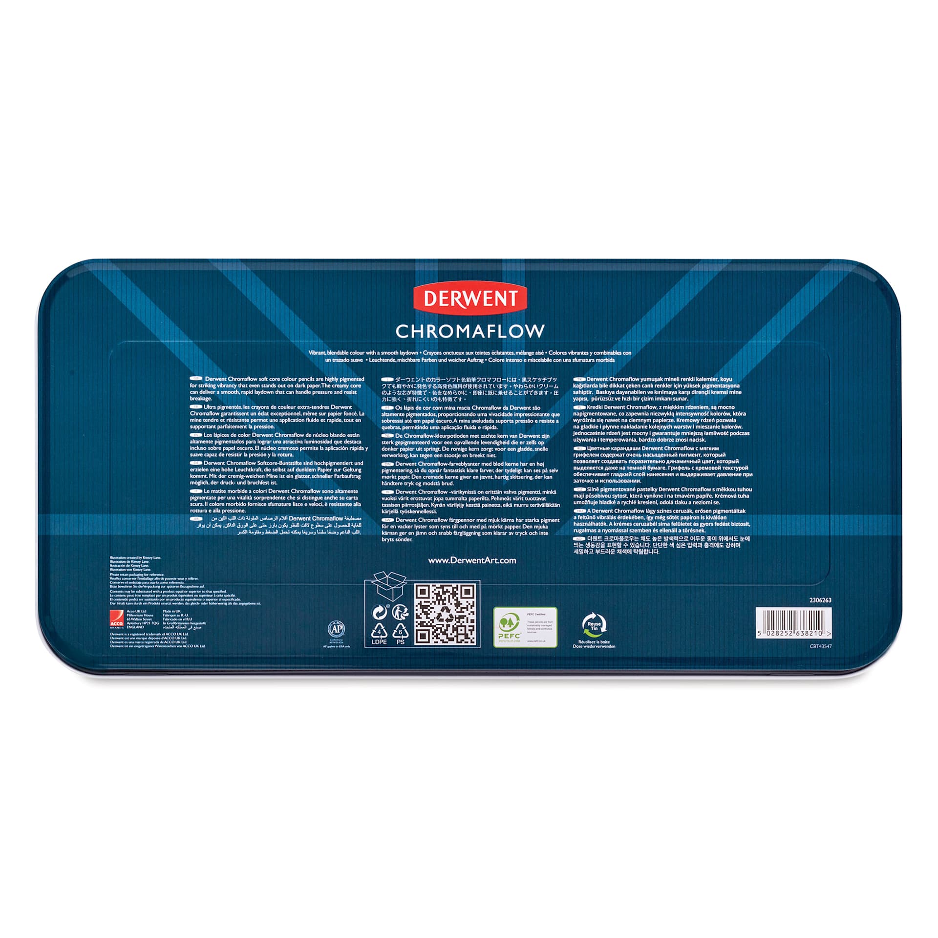 Derwent Chromaflow Colored Pencil - Set of 150, back of the packaging