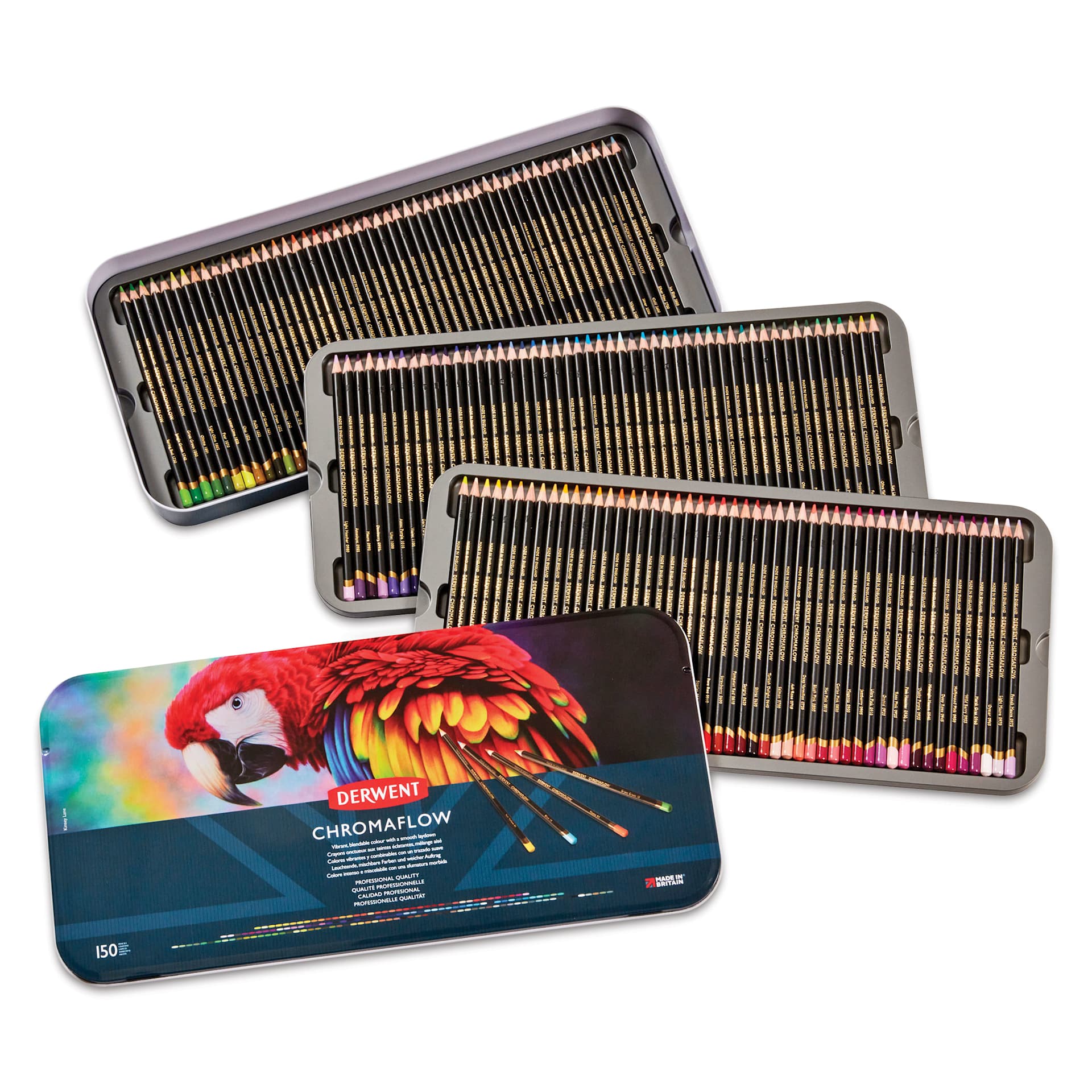 Derwent Chromaflow Colored Pencil - Set of 150, contents laid out