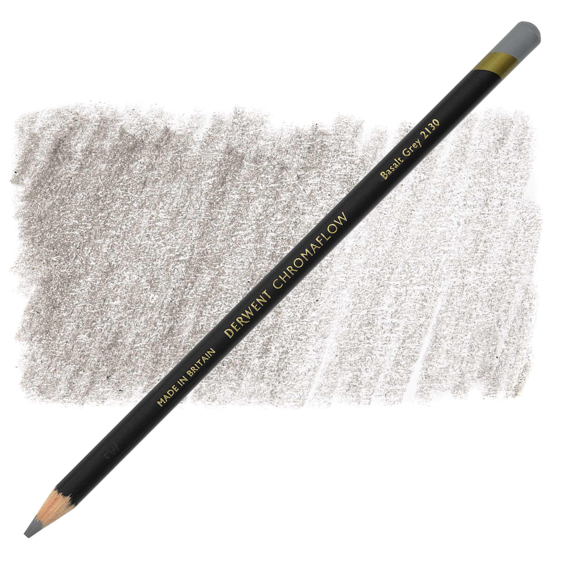 Derwent Chromaflow Colored Pencil - Basalt Grey, swatch and pencil