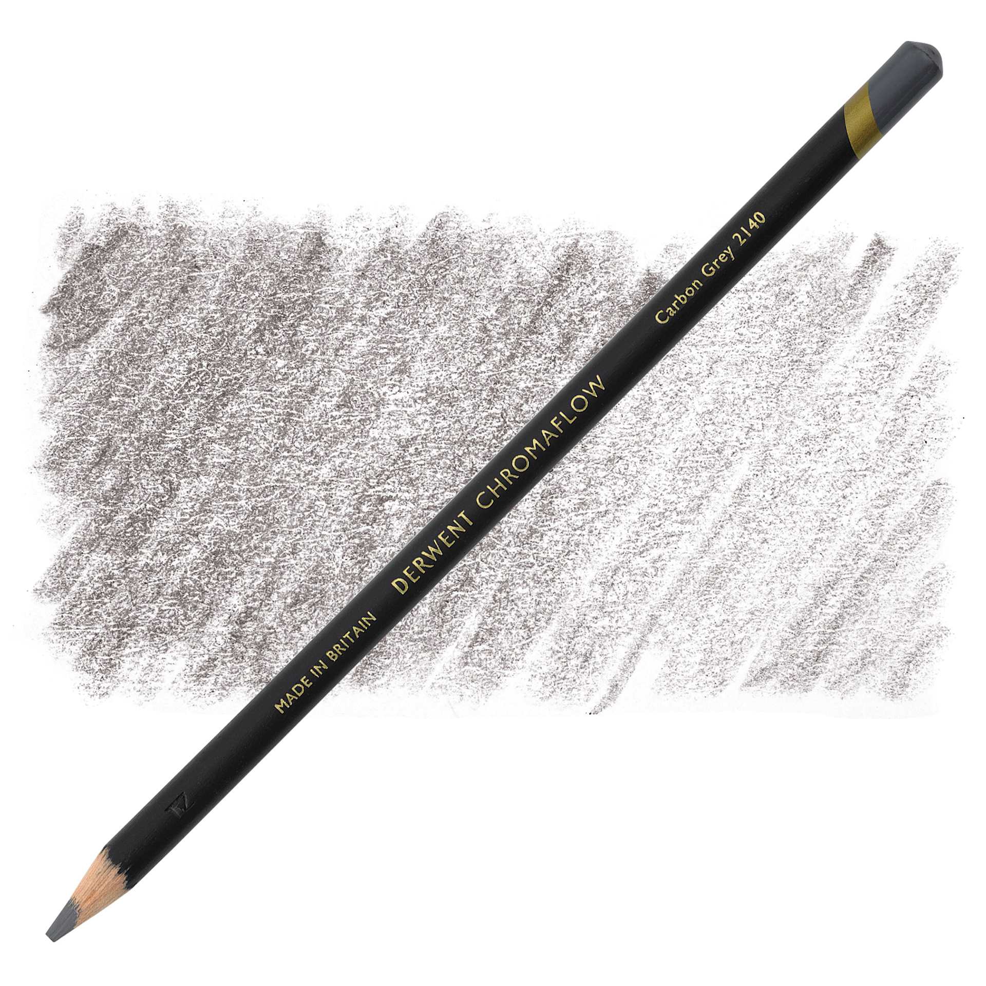 Derwent Chromaflow Colored Pencil - Carbon Grey, swatch and pencil
