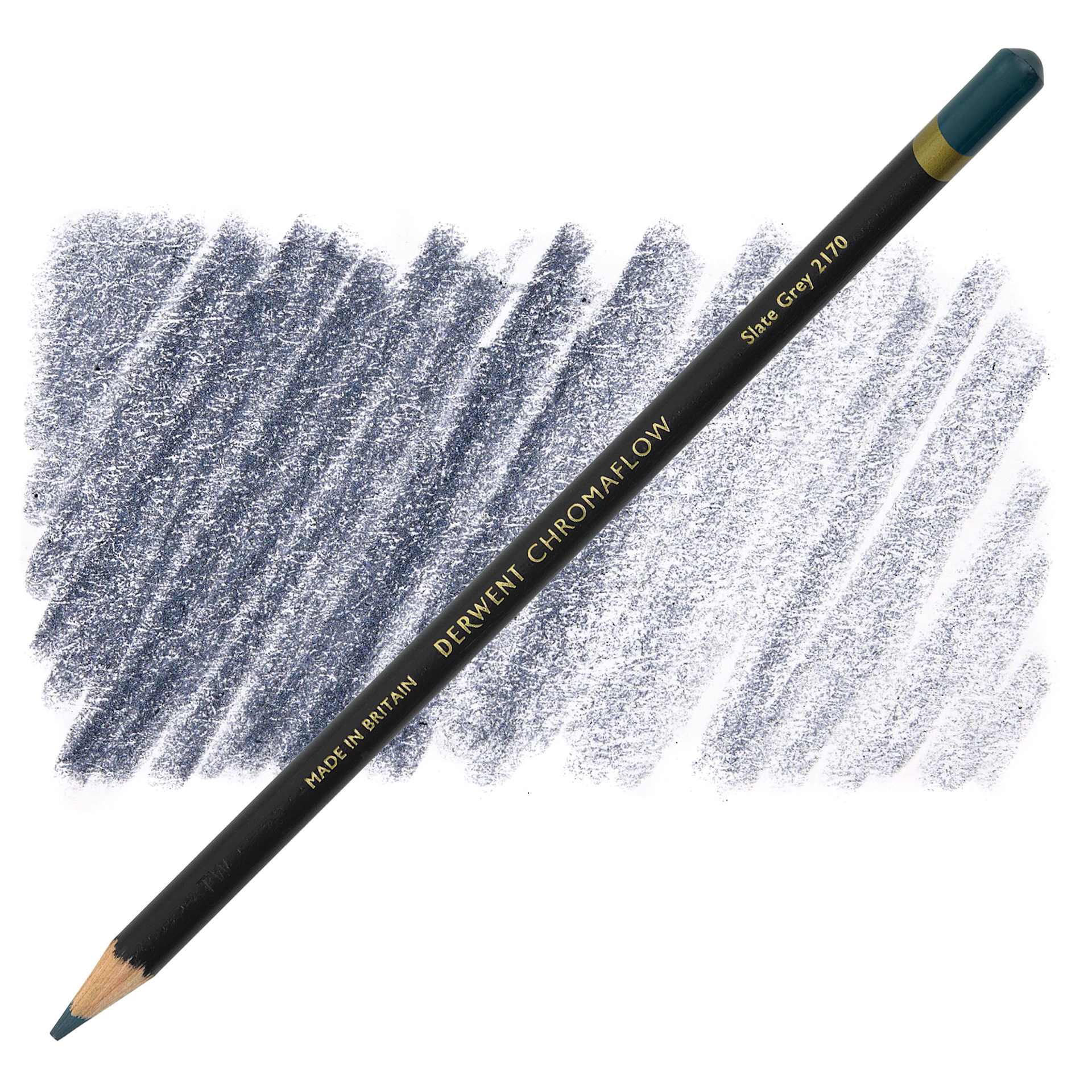 Derwent Chromaflow Colored Pencil - Slate Grey, swatch and block