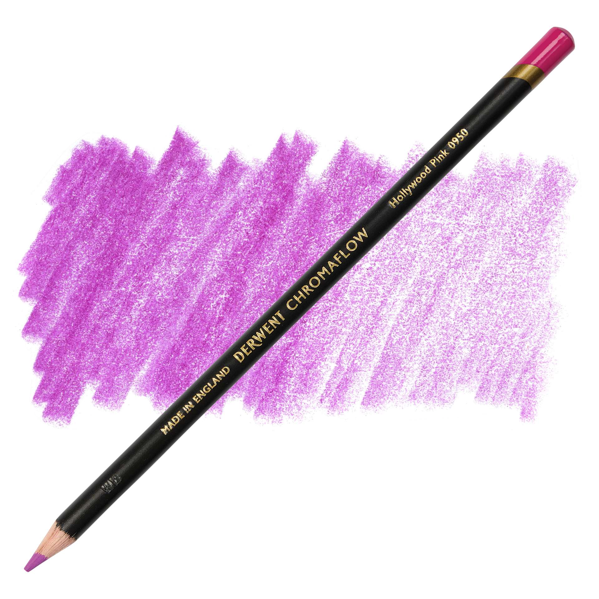 Derwent Chromaflow Colored Pencil - Hollywood Pink, swatch and pencil