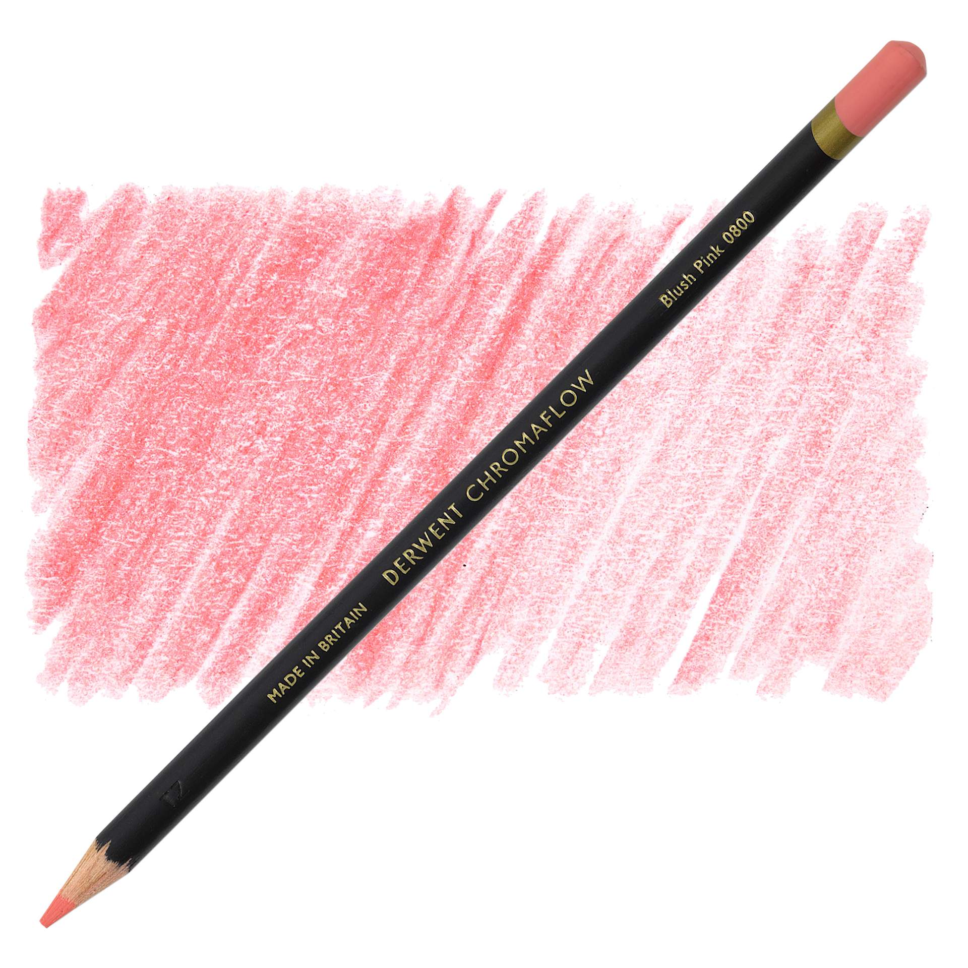 Derwent Chromaflow Colored Pencil - Blush Pink, swatch and pencil