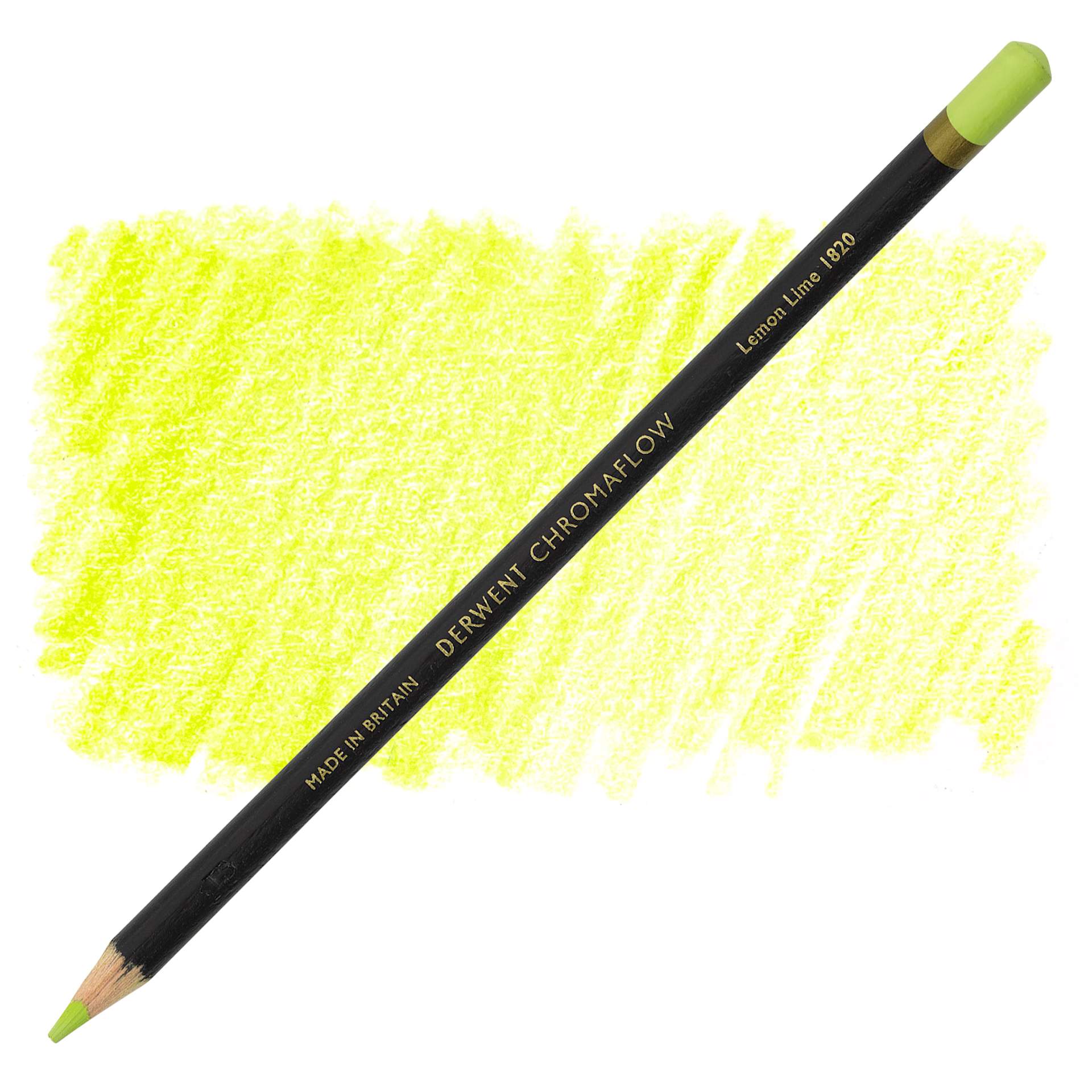 Derwent Chromaflow Colored Pencil - Lemon Lime, swatch and block