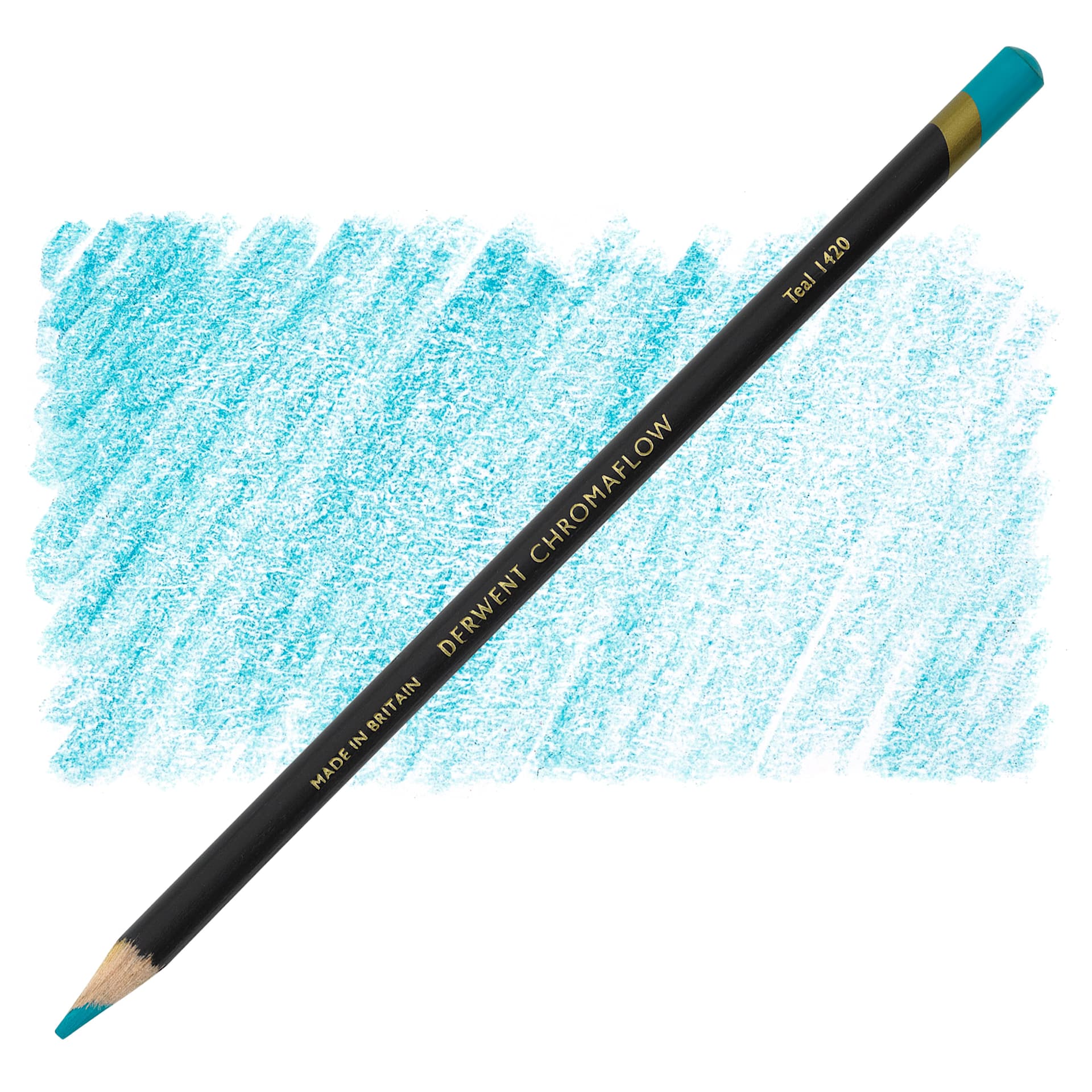 Derwent Chromaflow Colored Pencil - Teal, swatch and block