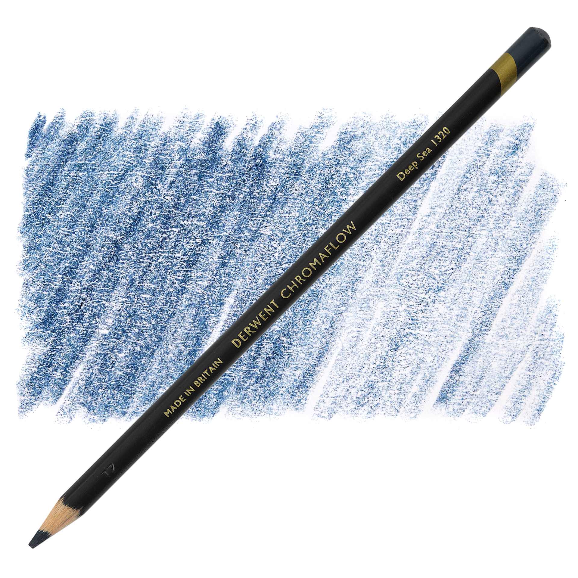 Derwent Chromaflow Colored Pencil - Deep Sea, swatch and pencil