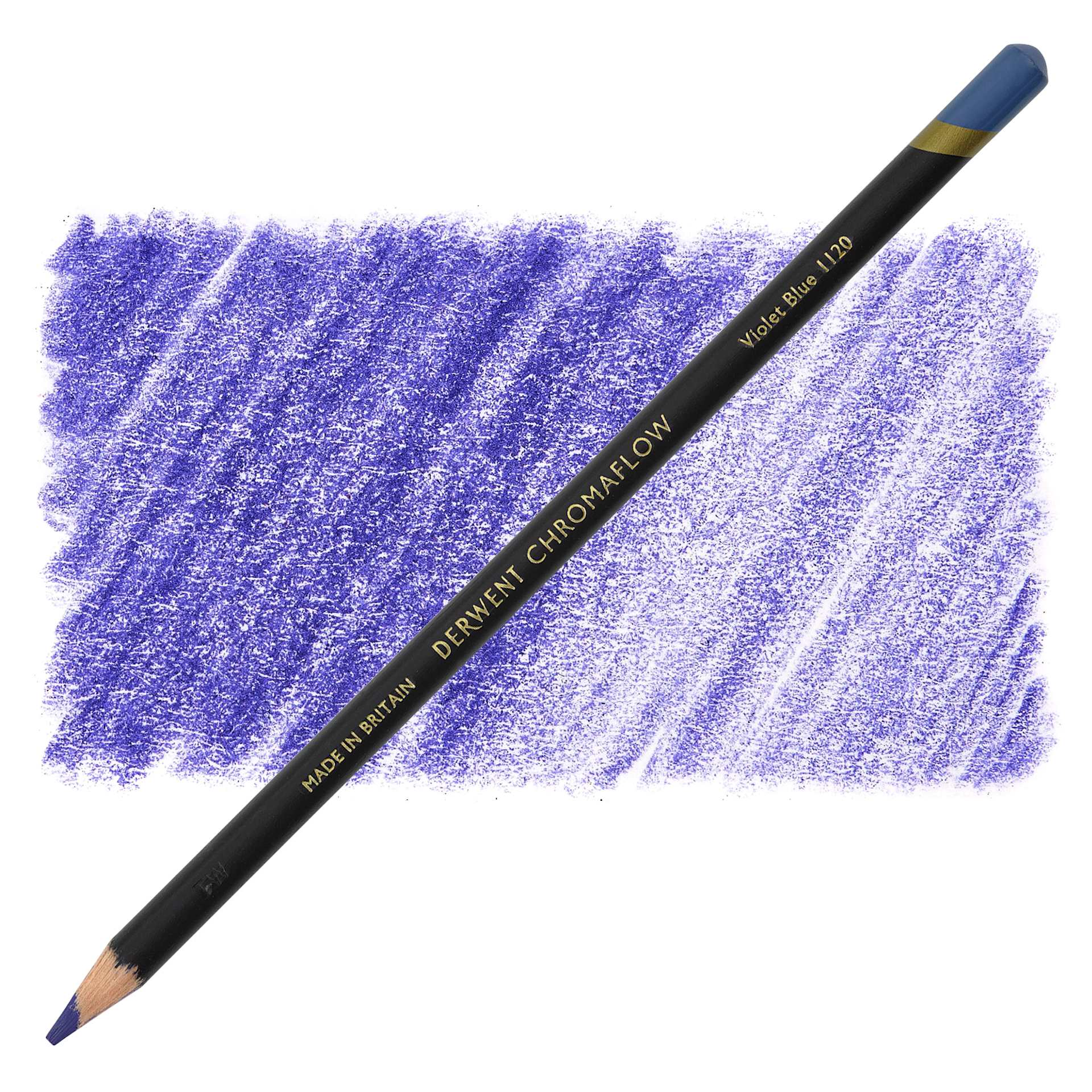 Derwent Chromaflow Colored Pencil - Violet Blue, swatch and block