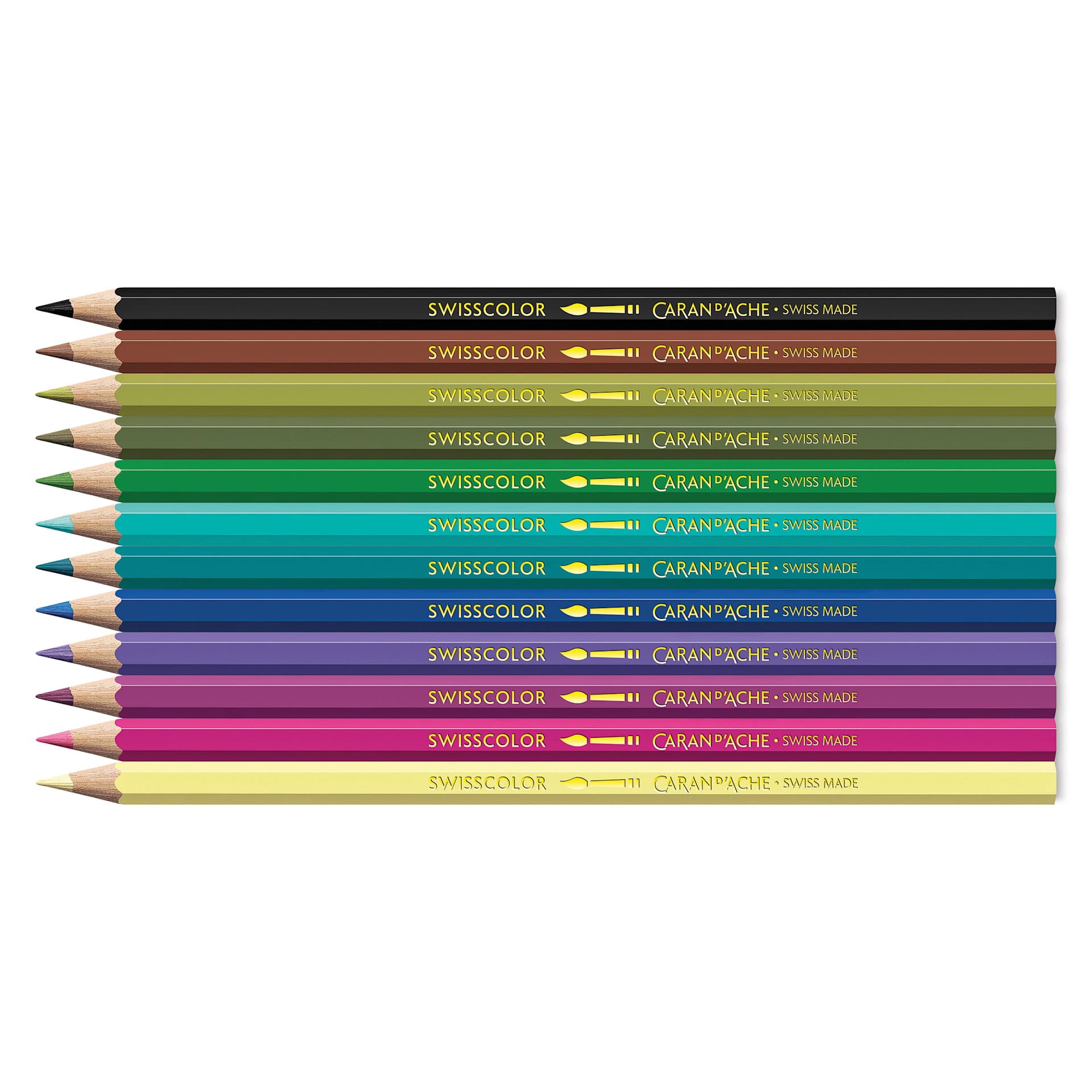 Caran d'Ache Swisscolor Aquarelle Colored Pencils - Set of 12, Kawaii Funny Monsters, contents